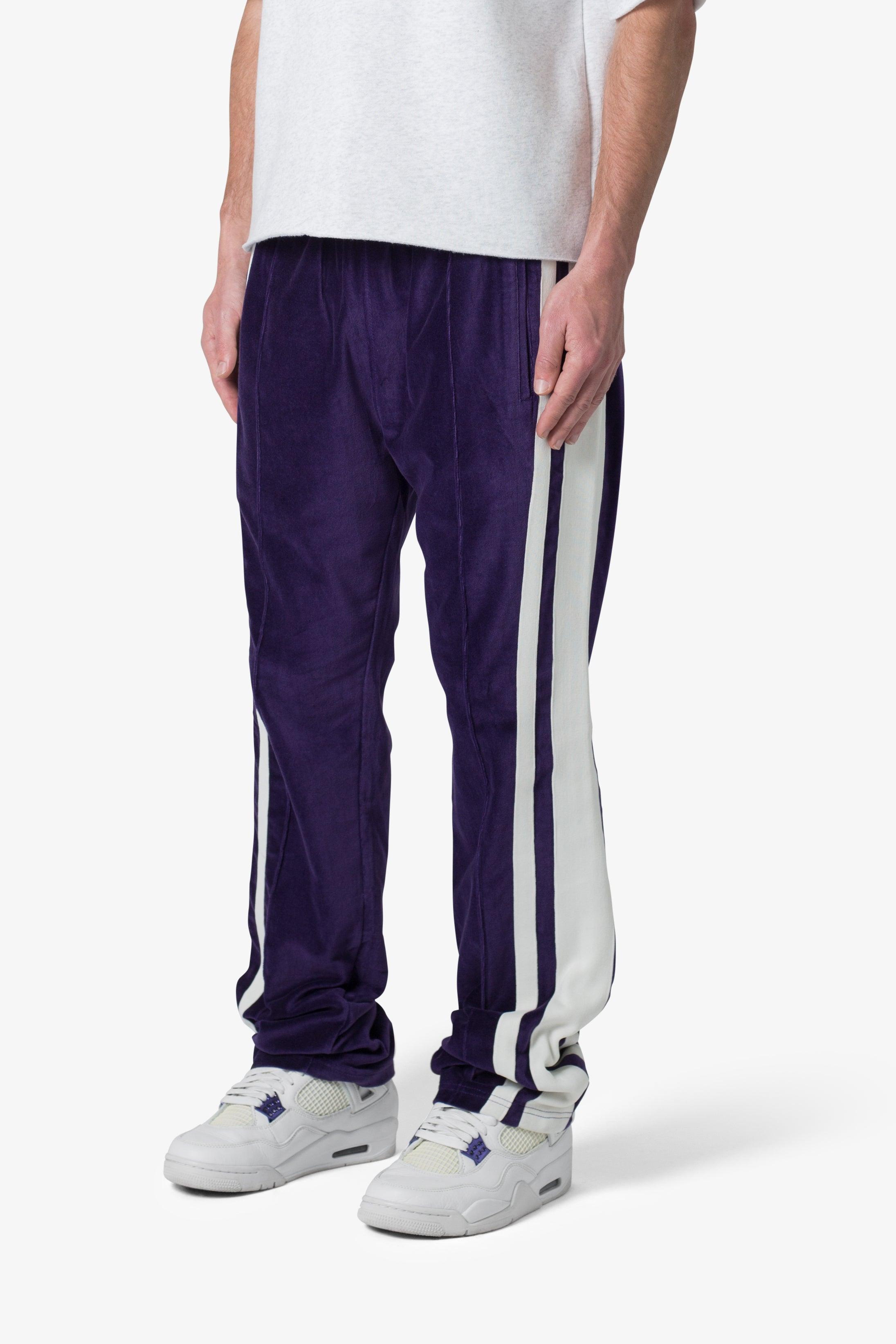 Baggy Velour Track Pants - Purple Product Image