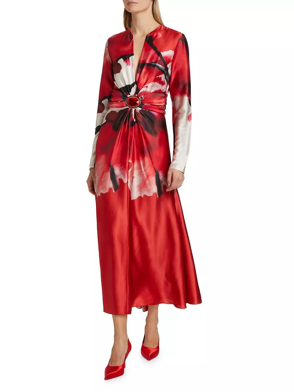 Kiera Silk Long-Sleeve Maxi Dress Product Image