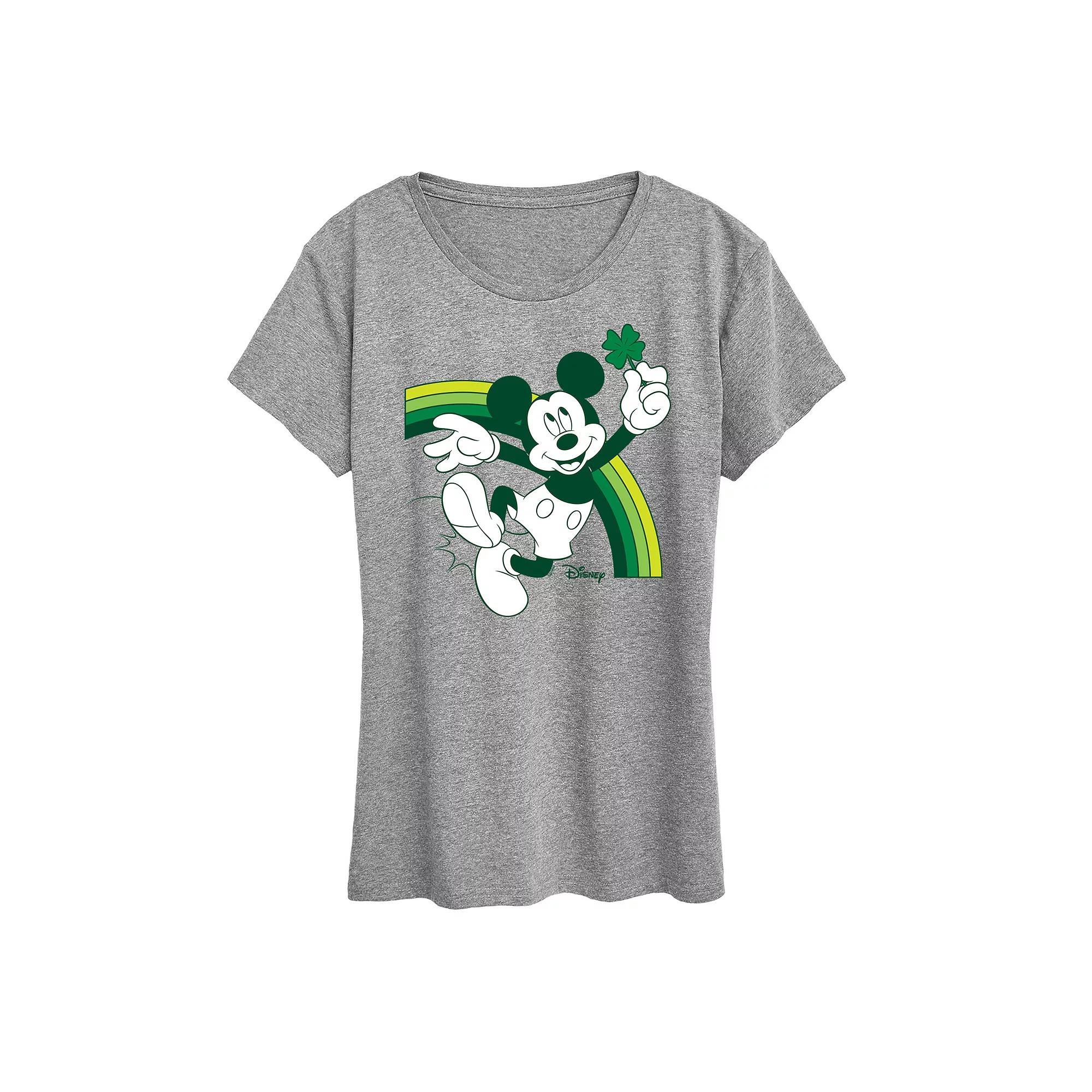 Disney's Mickey Mouse Women's Green Rainbow Graphic Tee,  Product Image
