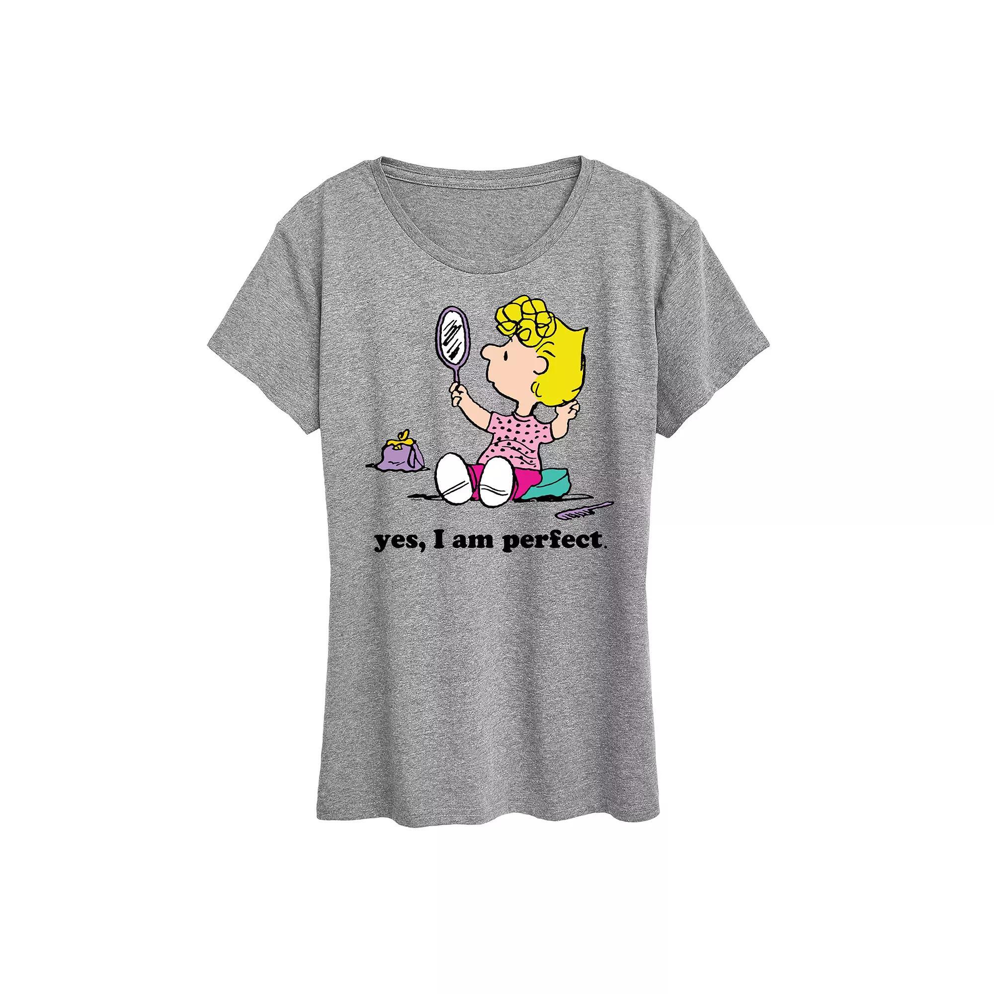 Women's Peanuts Sally Yes I Am Perfect Graphic Tee, Size: XL, Grey Gray Product Image