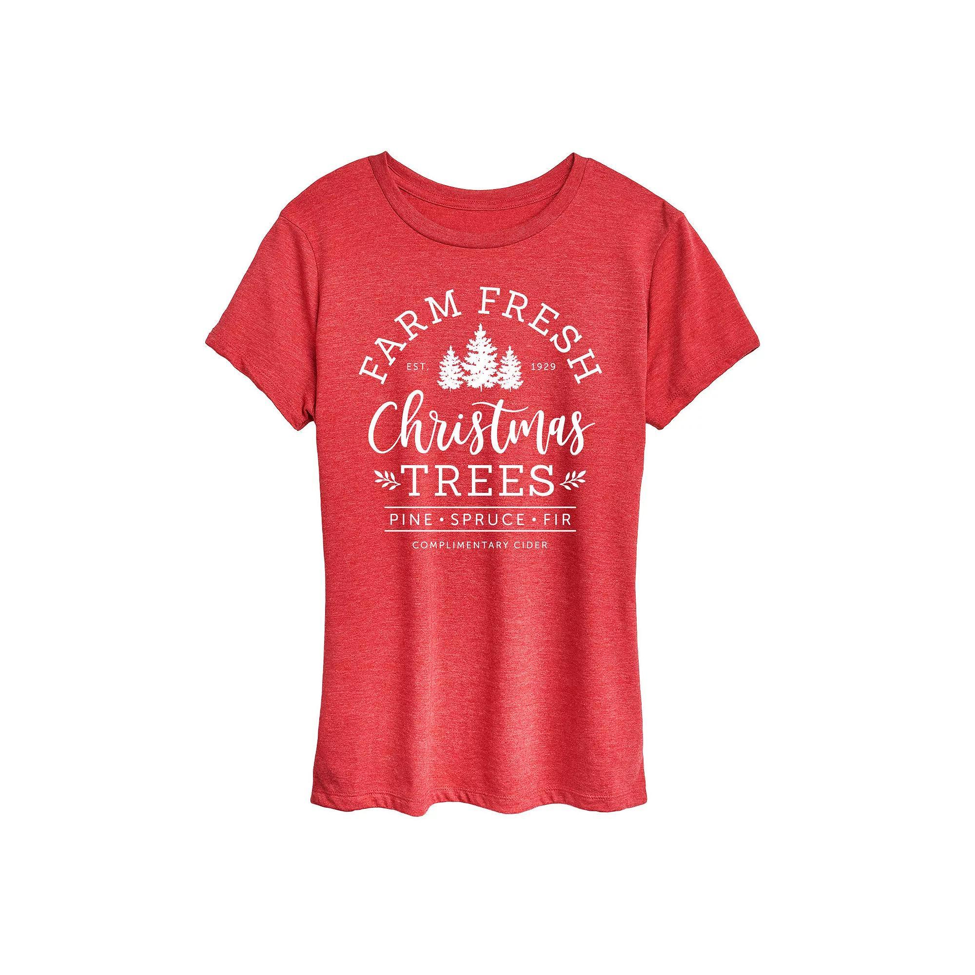 Women's Farm Fresh Christmas Trees Graphic Tee,  Product Image