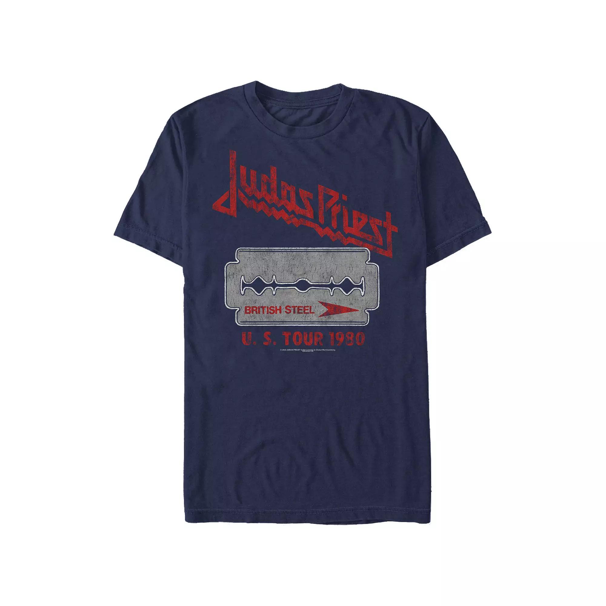 Men's Judas Priest British Steel U.S. Tour 1980 Graphic Tee, Size: XL, Blue Product Image