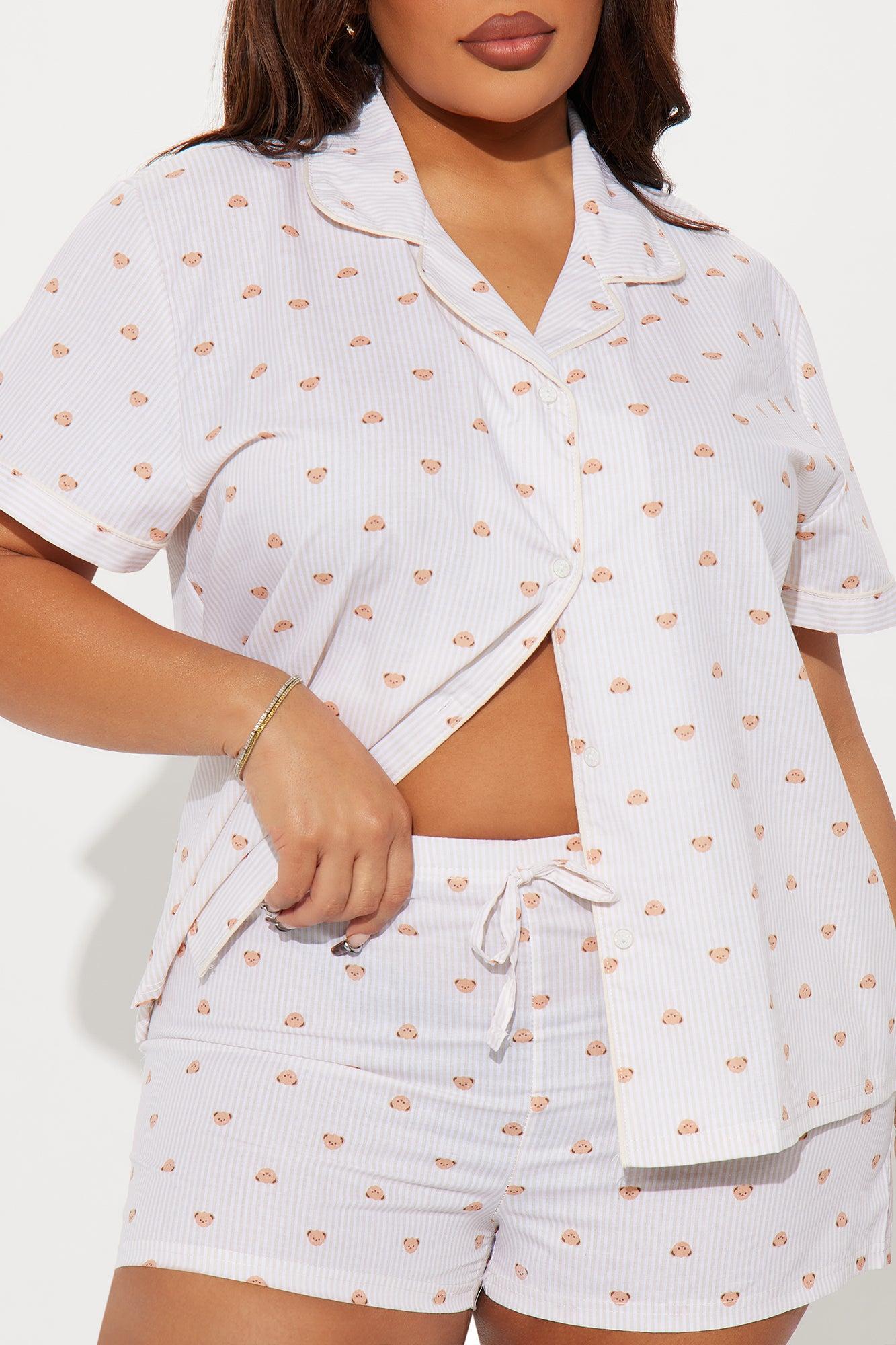 Cuddly Bear Cotton PJ Short Set - Tan Product Image