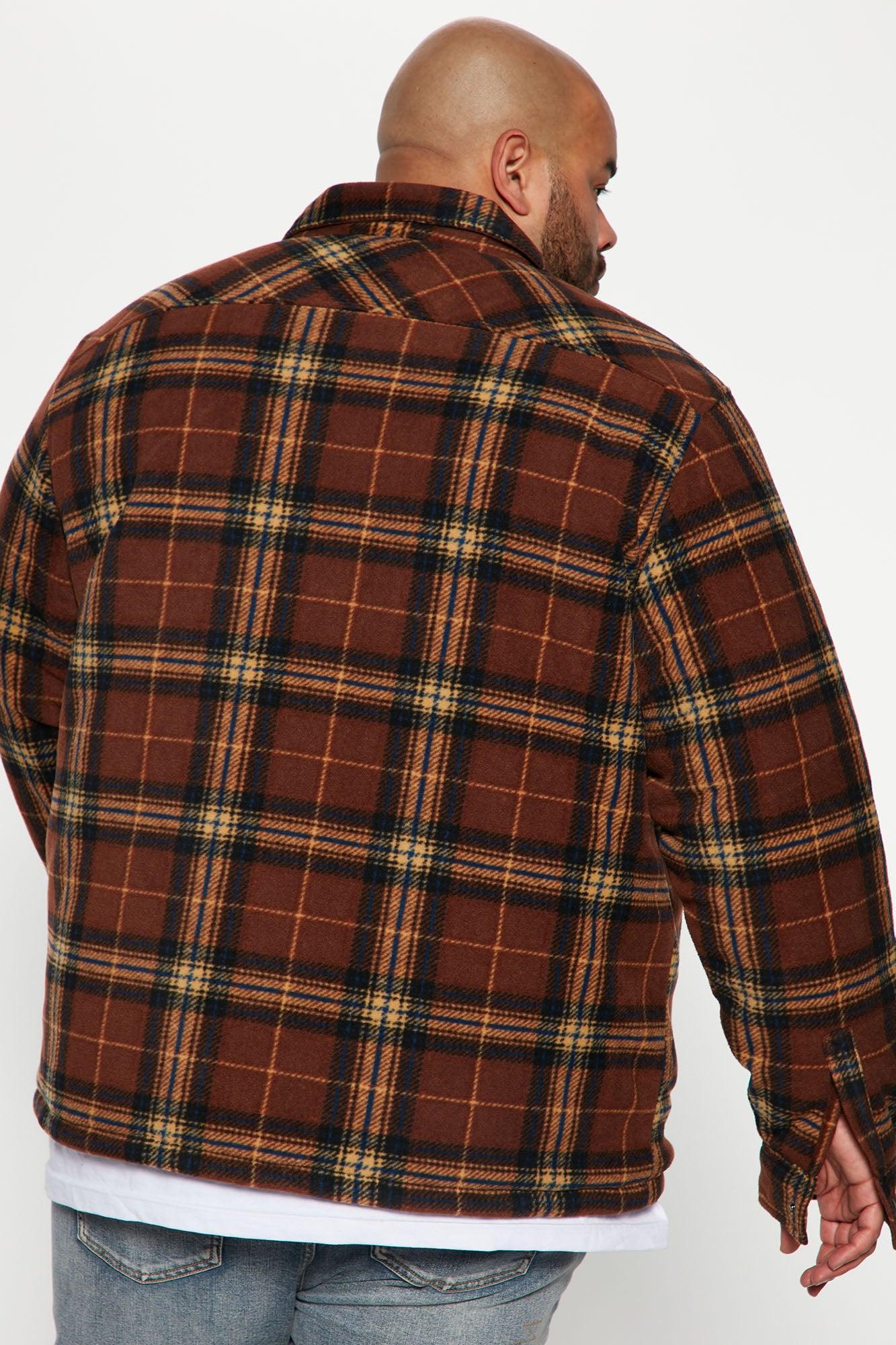 Check Out Flannel Shacket - Brown/combo Product Image