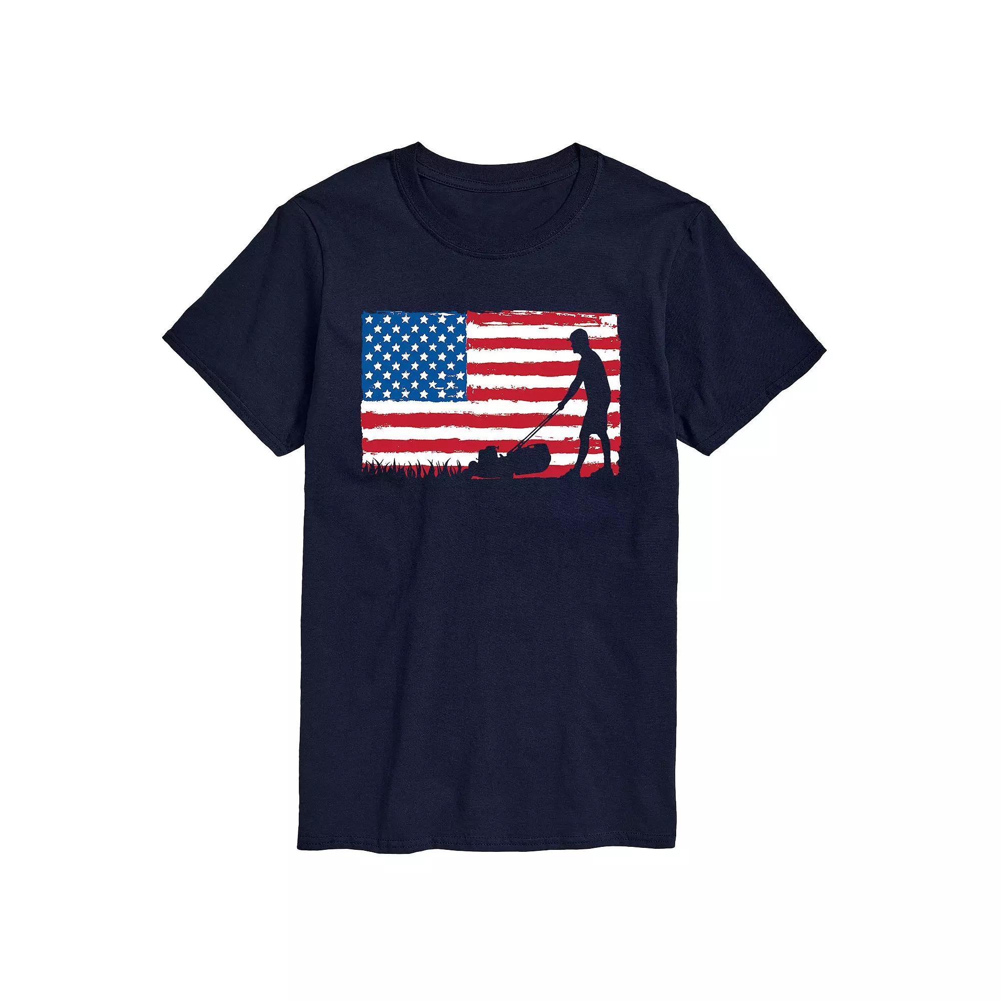 Men's Lawn Mower Flag Graphic Tee, Size: XS, Blue Product Image