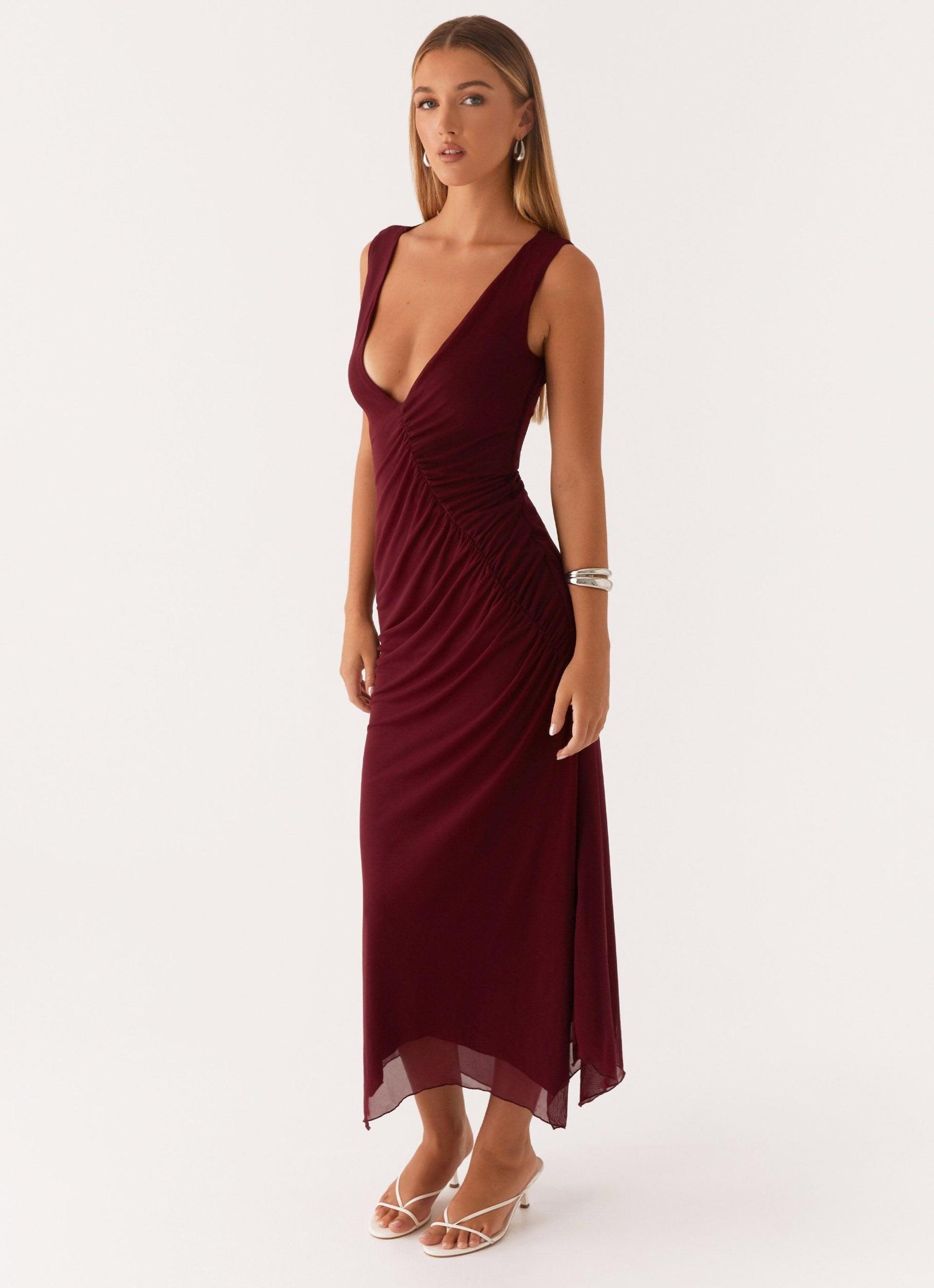 Murphy Maxi Dress - Deep Maroon Product Image