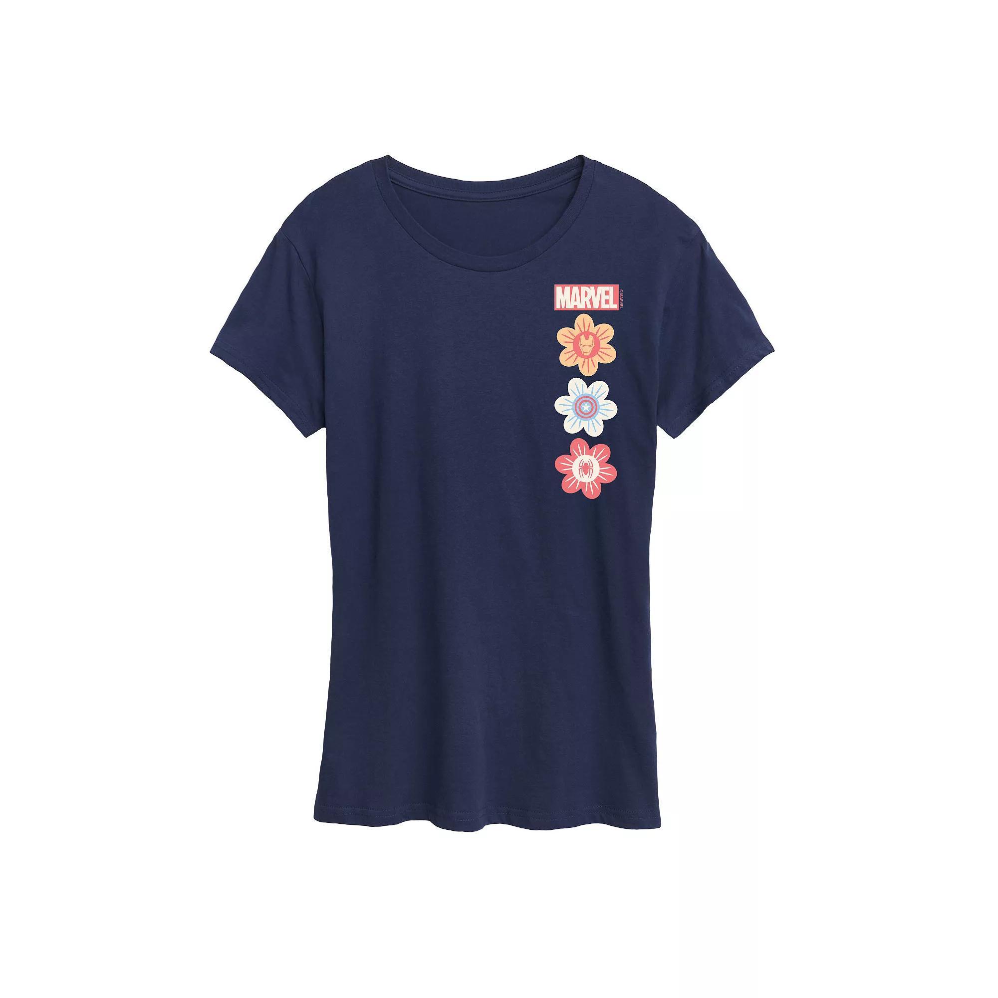 Women's Marvel Pastel Spring Flowers Graphic Tee,  Product Image