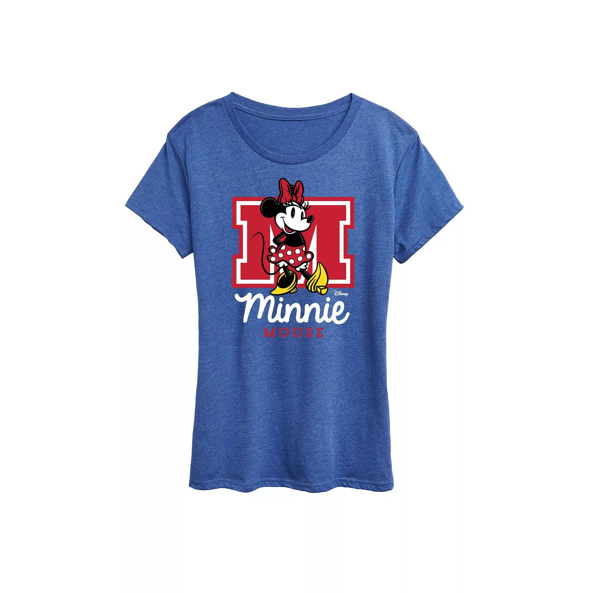 Disney's Minnie Mouse Women's Collegiate Graphic Tee, Size: Large, Grey Royal Blue Product Image