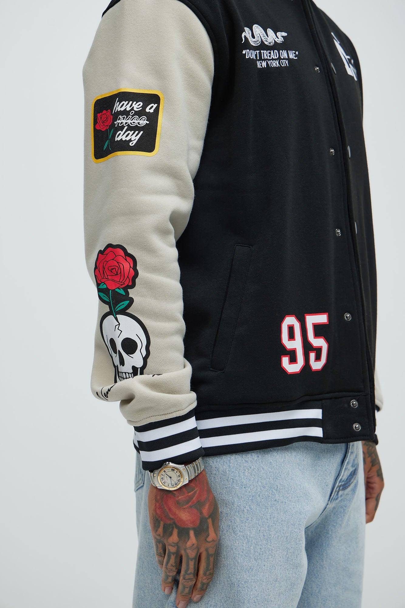 New York Circle Varsity Jacket - Black Product Image