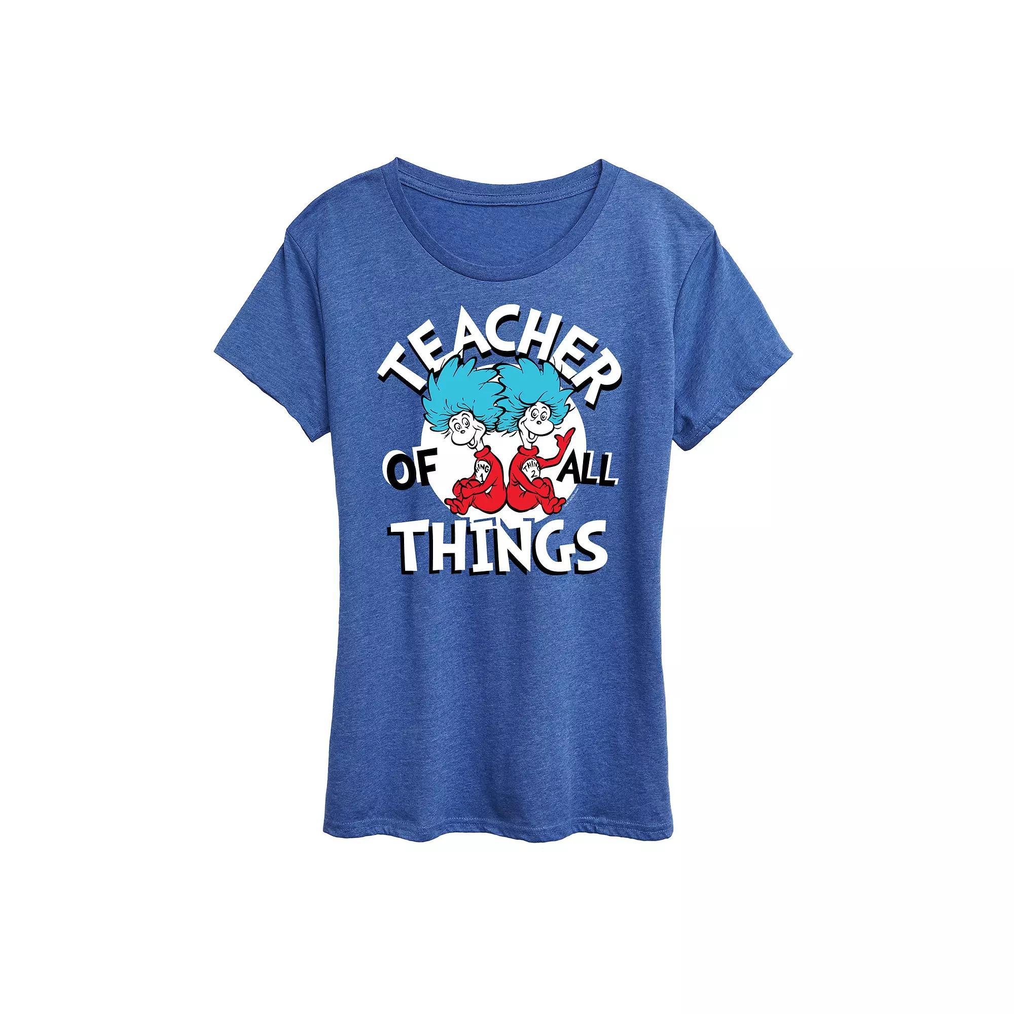 Women's Dr. Seuss Teacher Of All Things Graphic Tee, Size: XL, Grey Royal Blue Product Image