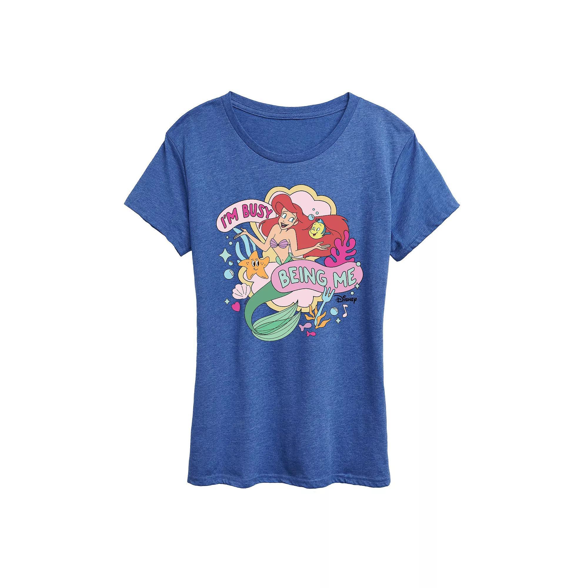 Disney's The Little Mermaid Ariel & Flounder Women's I'm Busy Being Me Graphic Tee, Girl's,  Product Image