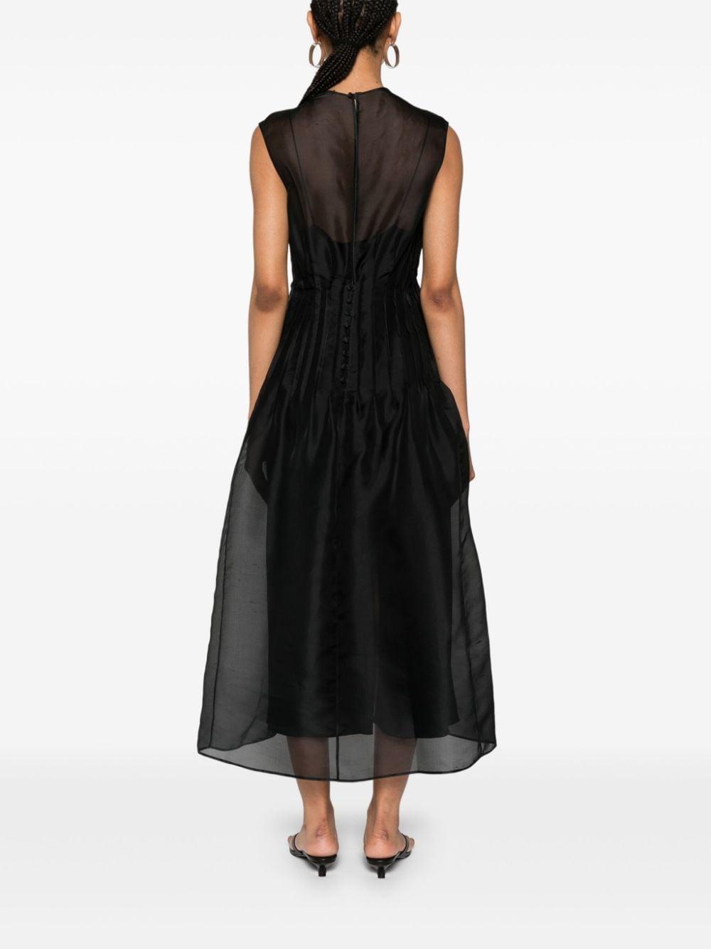 KHAITE Wes Pintucked Silk-organza Maxi Dress In Black Product Image