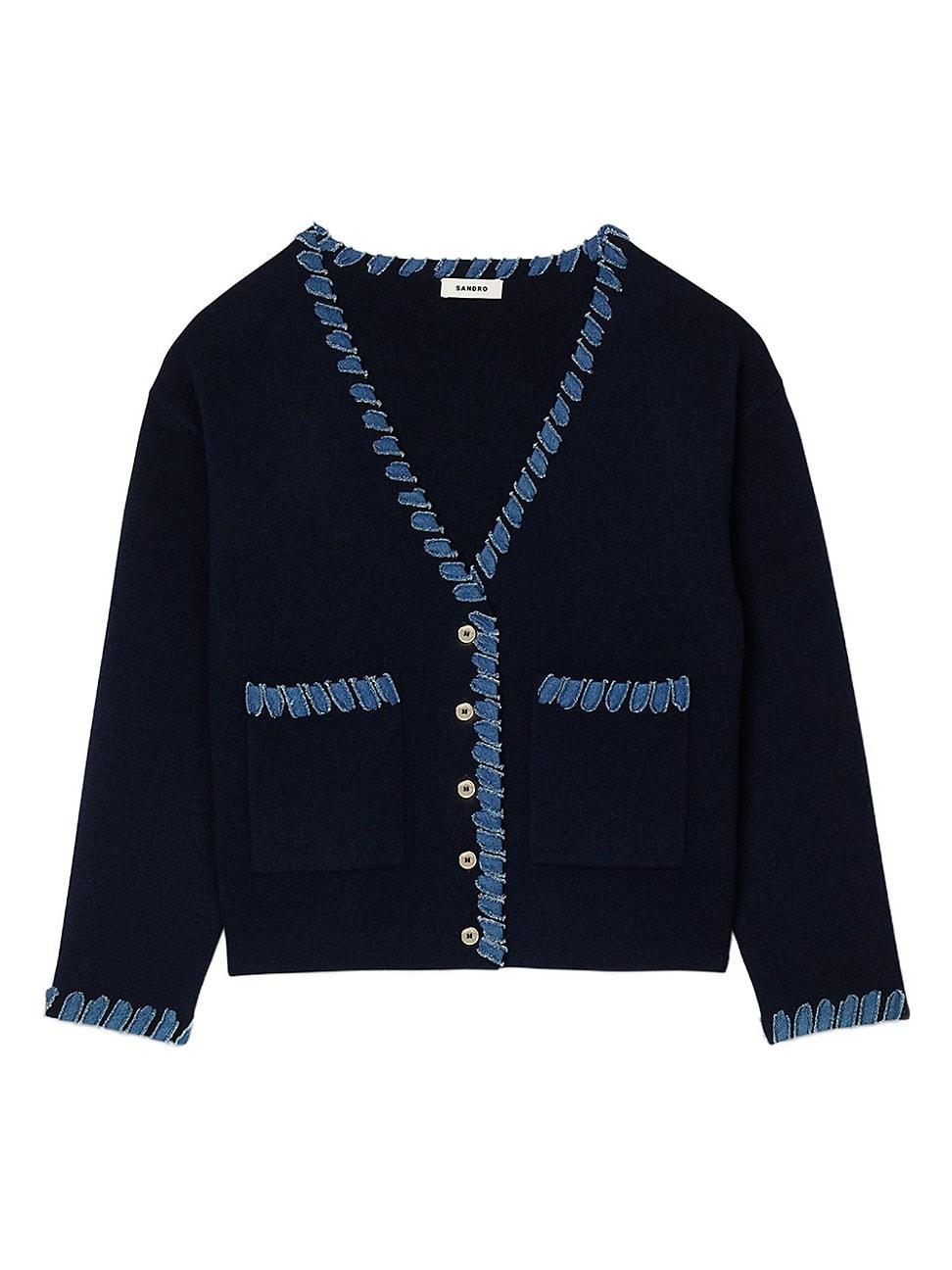 Womens Cardigan with Denim Details Product Image