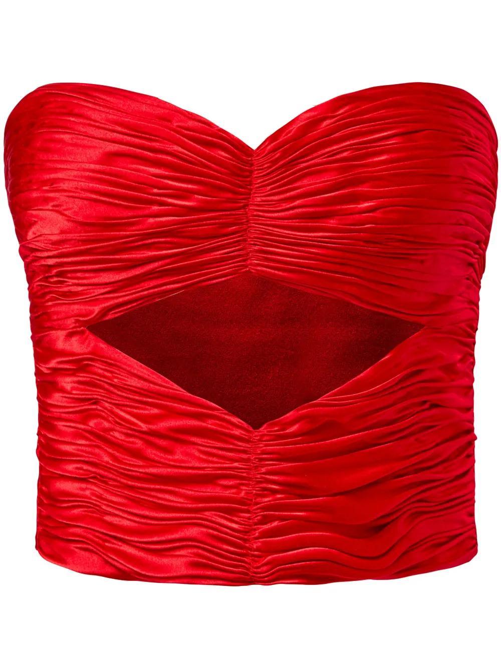 ALEJANDRA ALONSO ROJAS Cut Out Bustier Top In Red Product Image