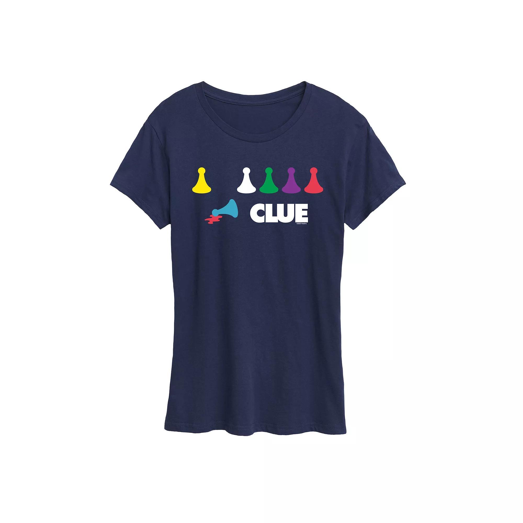 Women's Clue Game Pieces Graphic Tee, Size: XL, Blue Product Image