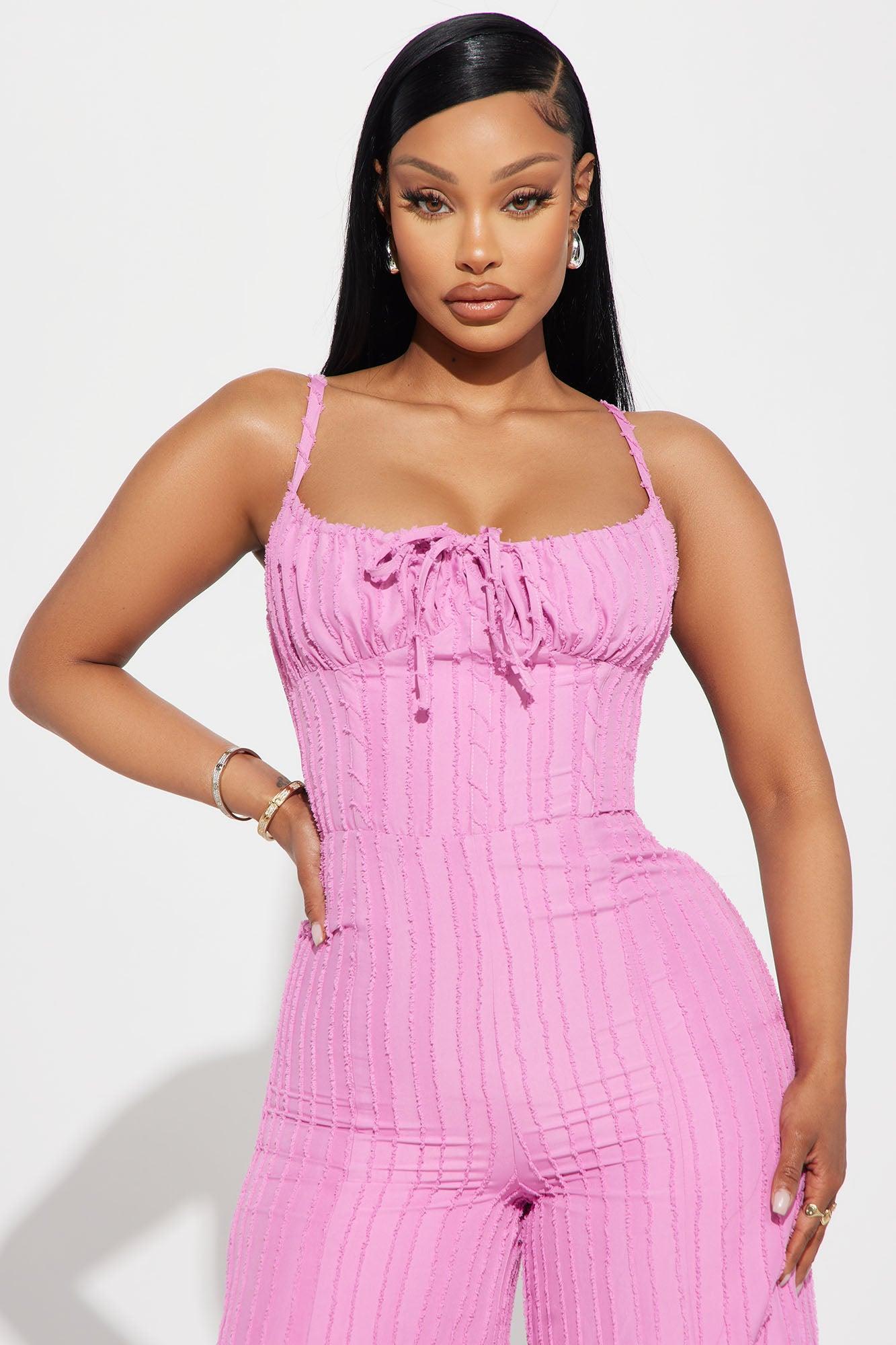 Endless Mimosas Textured Jumpsuit - Pink Product Image