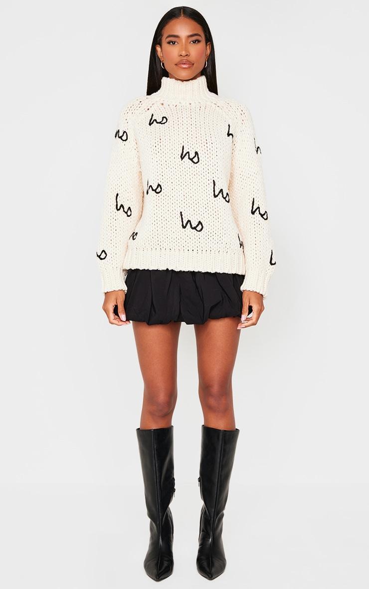 Cream Hohoho Oversized Knitted Christmas Sweater Product Image