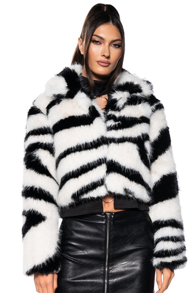 DAYANNE FAUX FUR ZEBRA COAT Product Image