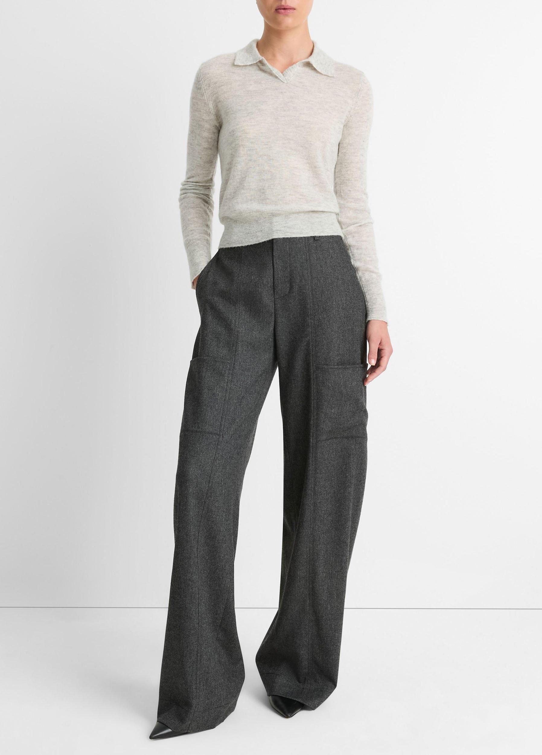 Wool-Blend Polo Sweater Product Image