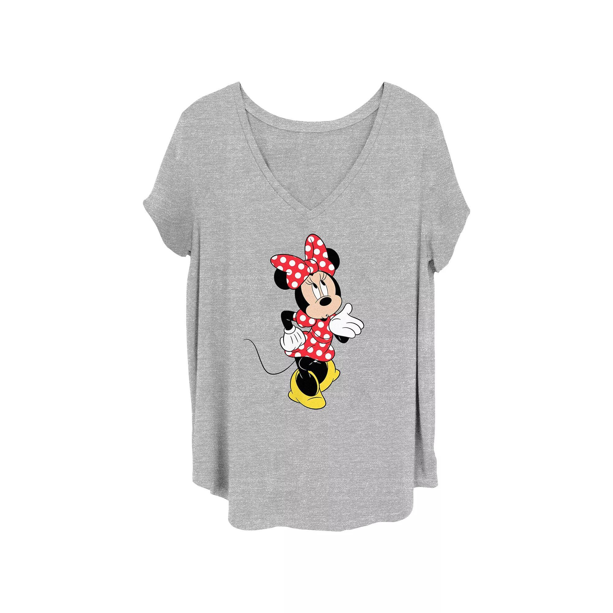 Disney's Minnie Mouse Blowing A Kiss Juniors' Plus Graphic Tee, Women's, Size: 2XL, Grey Gray Product Image