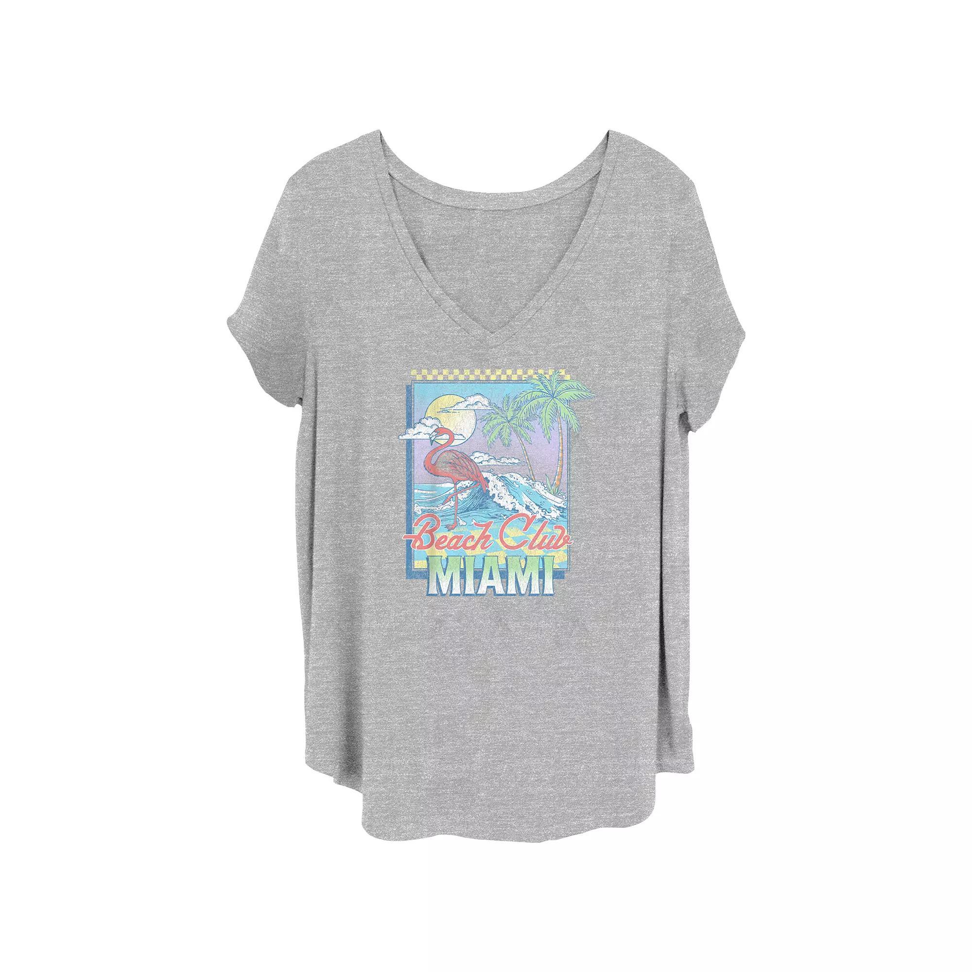 Juniors' Plus Size Miami Beach Club Graphic Tee, Girl's, Size: 4XL, Grey Gray Product Image