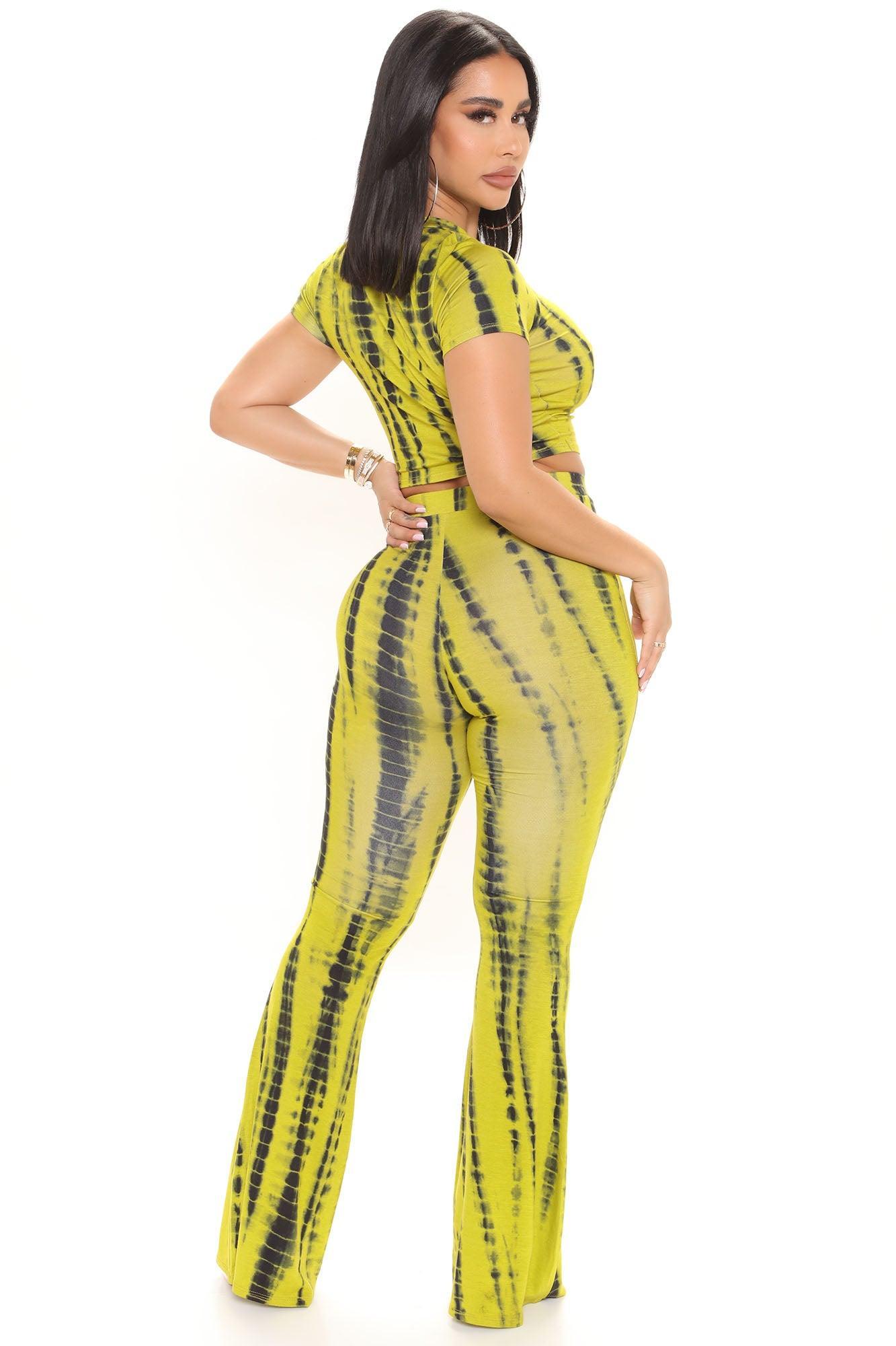Jazmin Tie Dye Pant Set 33 - Chartreuse Product Image