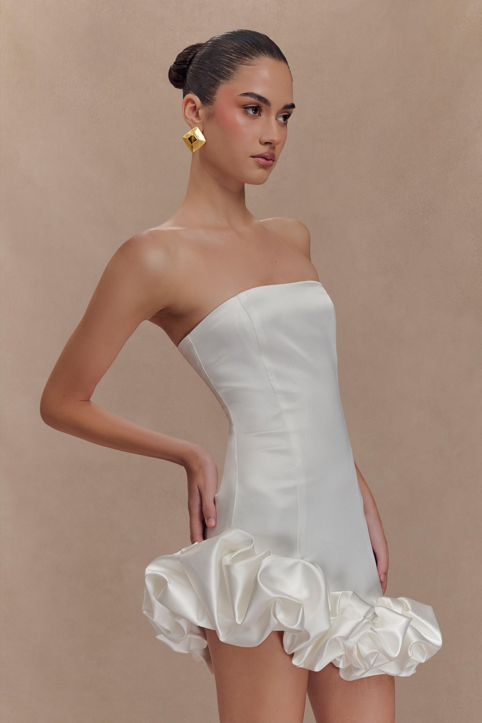 Alba Bubble Mini Dress - White Product Image