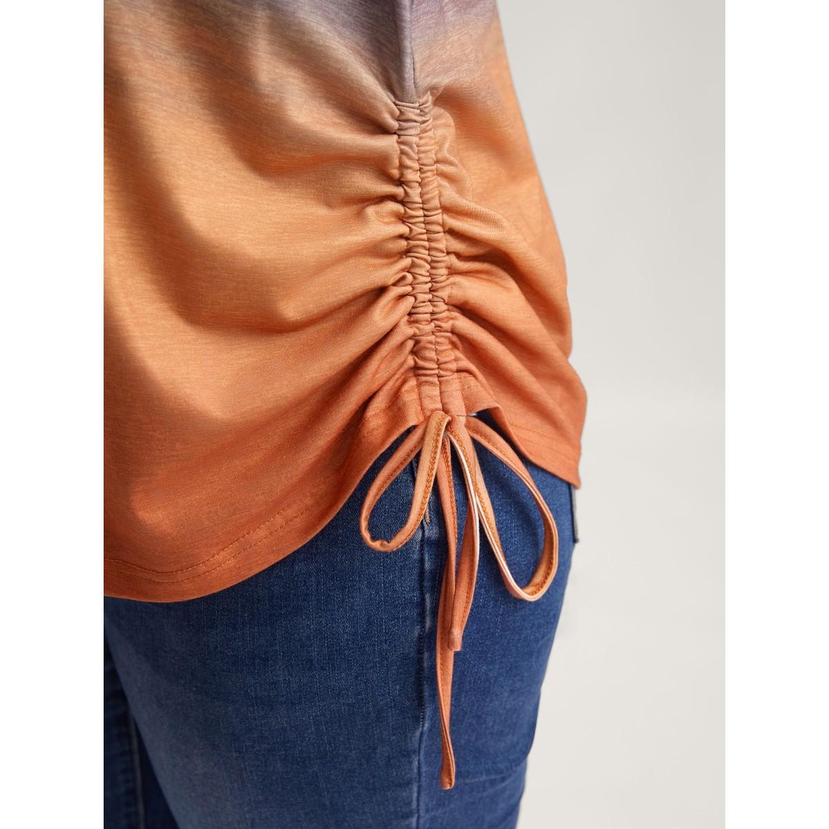 Plus Size Ombre Vacation Ready T-Shirt Multicolor Women Leisure Round Neck Casual T-shirts BloomChic 22-24/3X Product Image