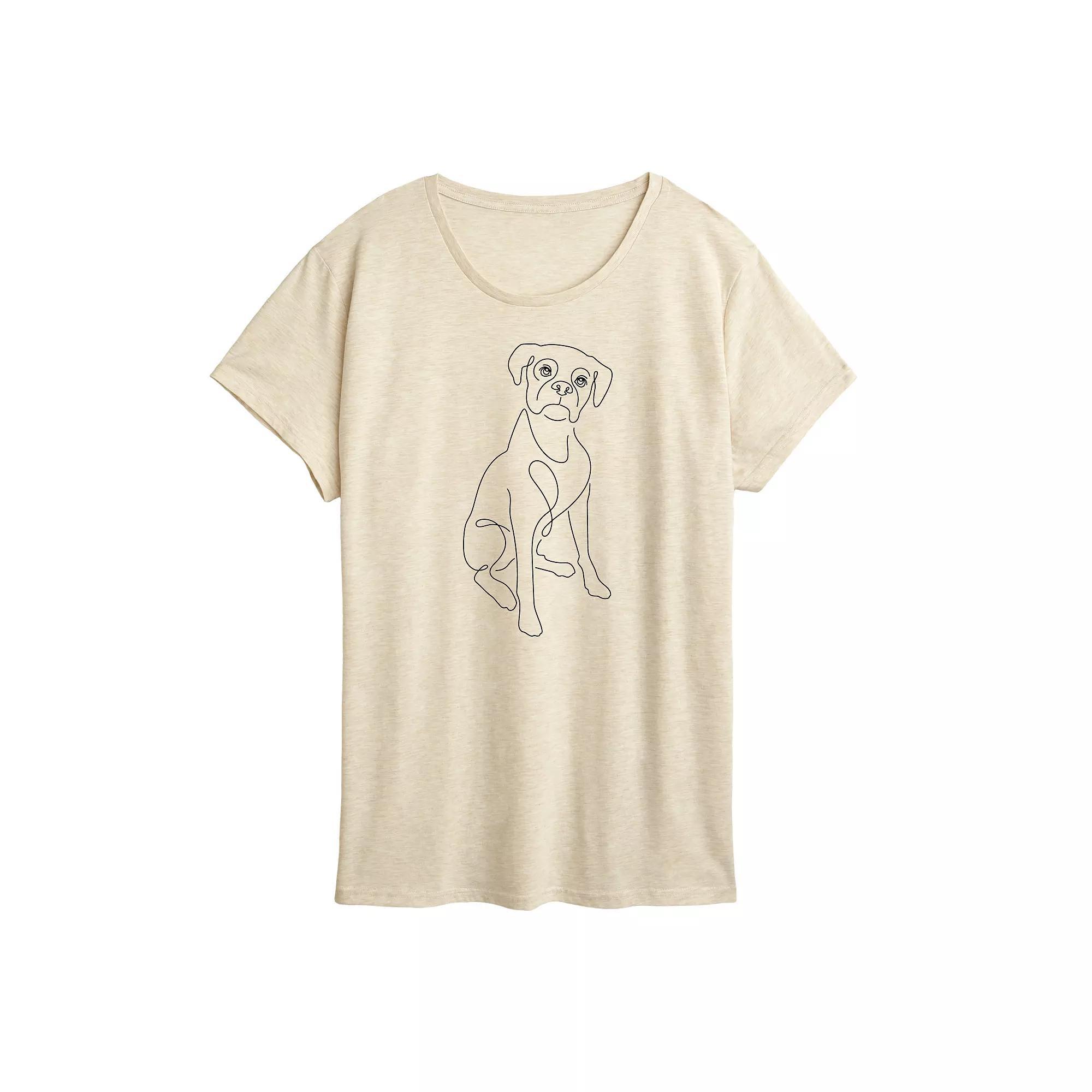 Women's Simple Line Drawing Of Dog Graphic Tee,  Product Image