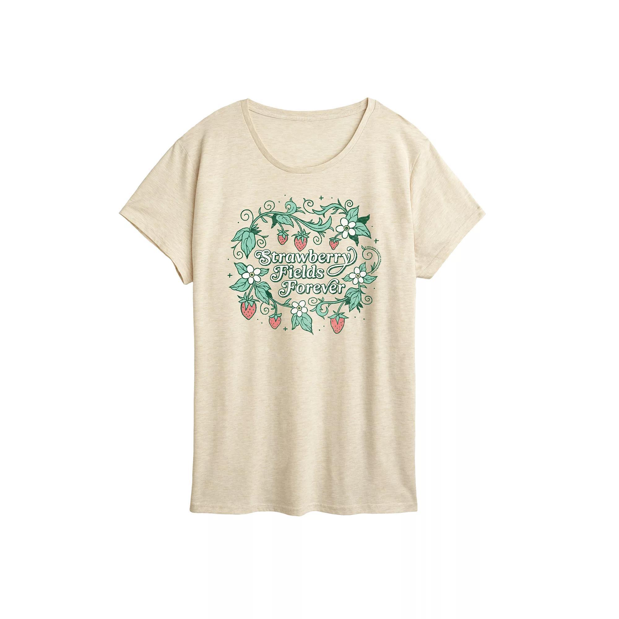 Women's The Beatles Strawberry Fields Graphic Tee, Size: Large, Beige Product Image