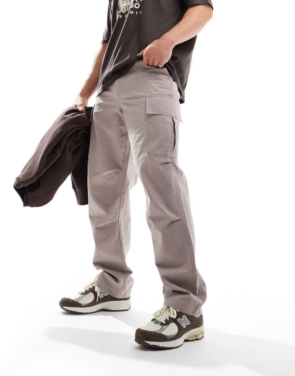 ASOS DESIGN baggy cargo pants in mauve Product Image