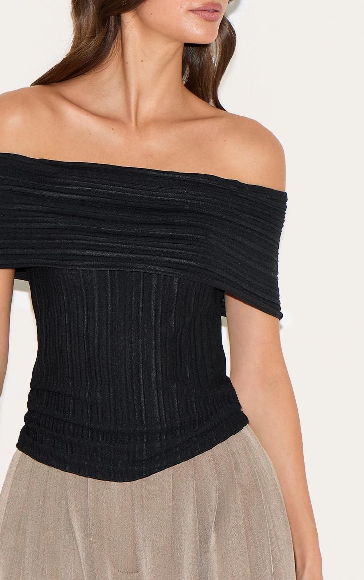 Black Rib Style Fold Over Top Product Image