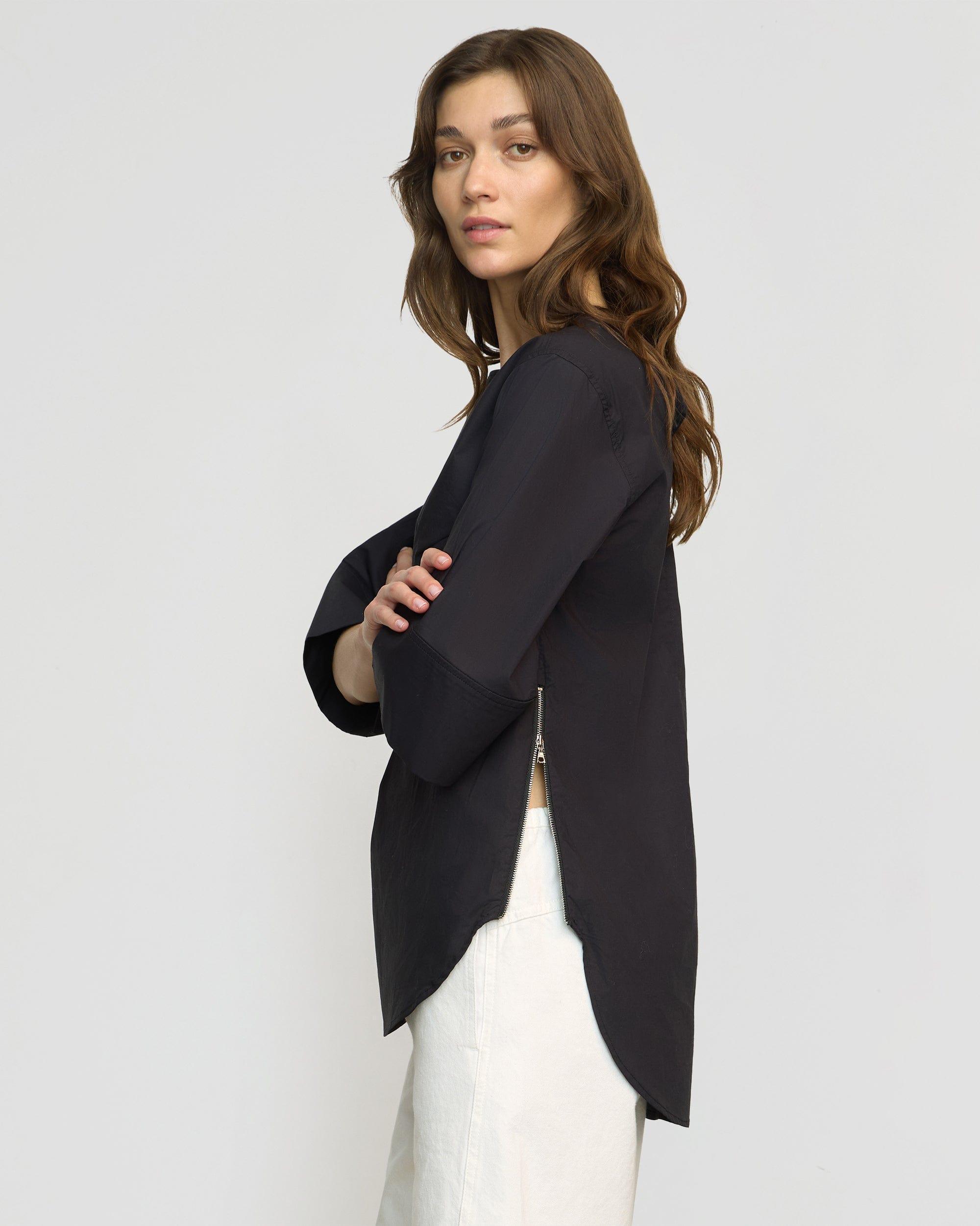 Catie Side-Zip Oversized Tulip-Hem Top Product Image