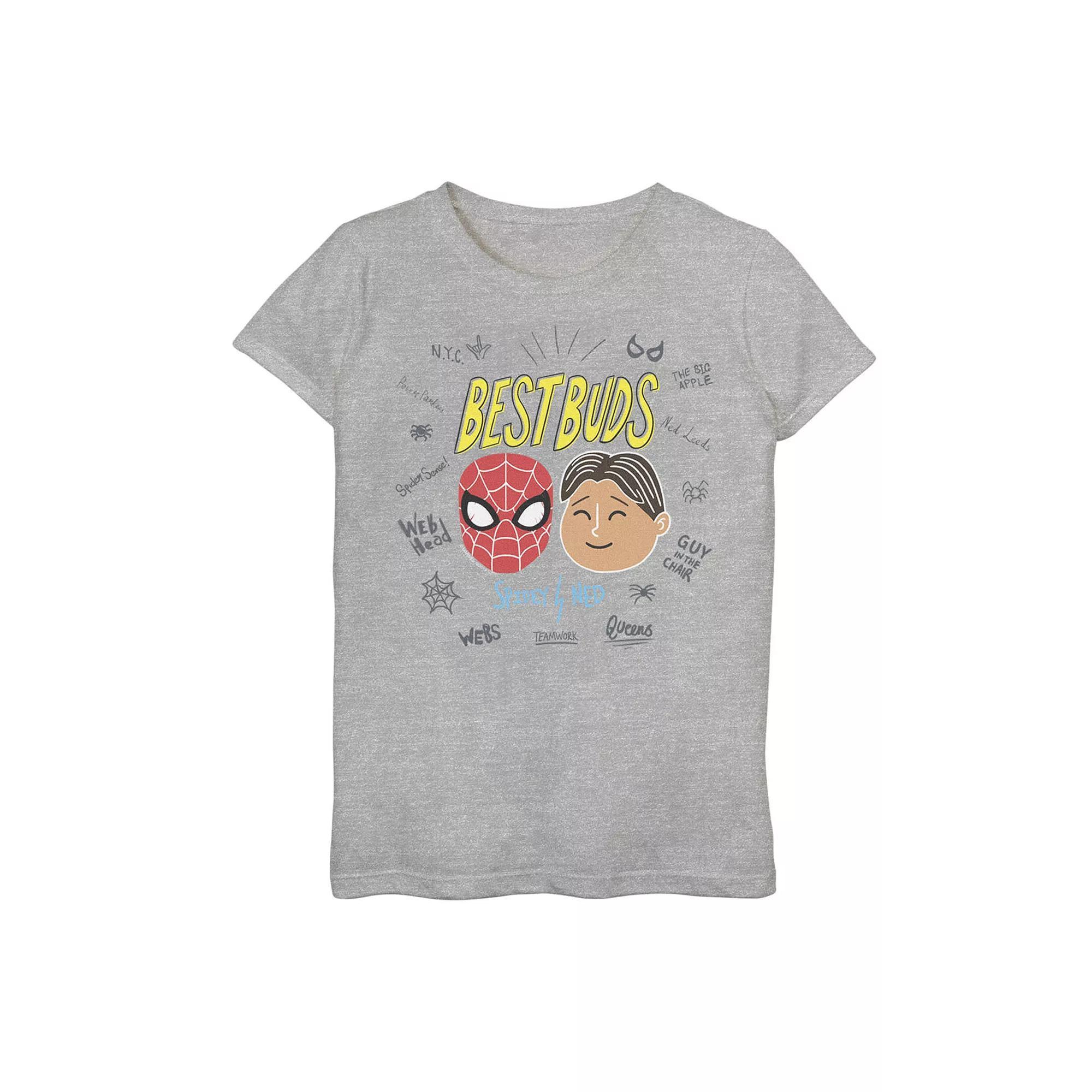 Girls 7-16 Marvel Spider-Man Far From Home Best Buds Word Scatter Graphic Tee, Girl's,  Product Image
