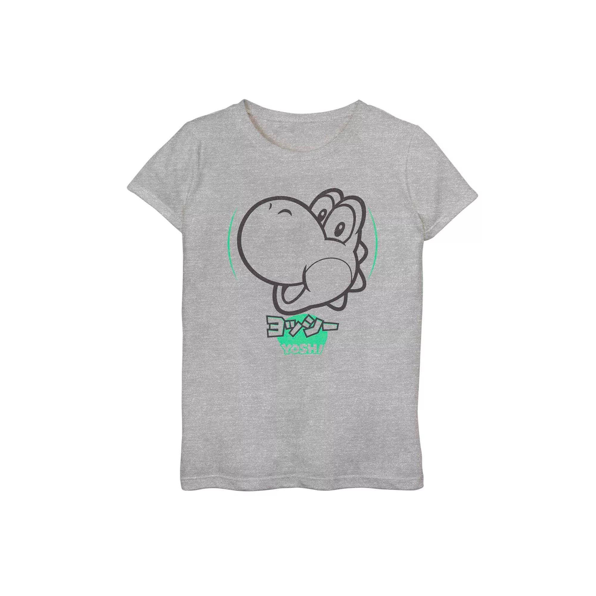 Girls 7-16 Nintendo Yoshi Kanji Logo Tee, Girl's, Size: Large, Athletic Grey Product Image