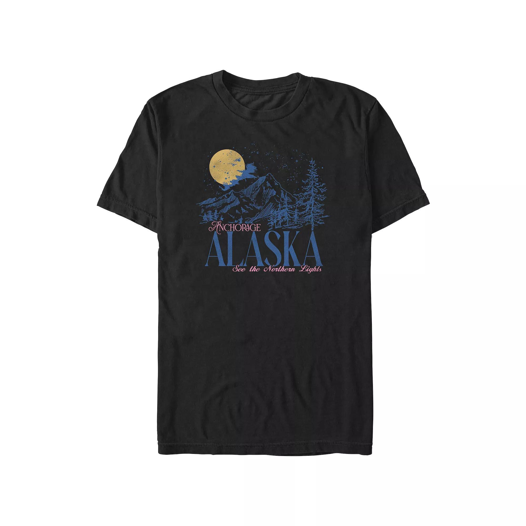 Big & Tall Anchorage Alaska See The Northern Lights Graphic Tee, Men's, Size: 5XB, Black Product Image