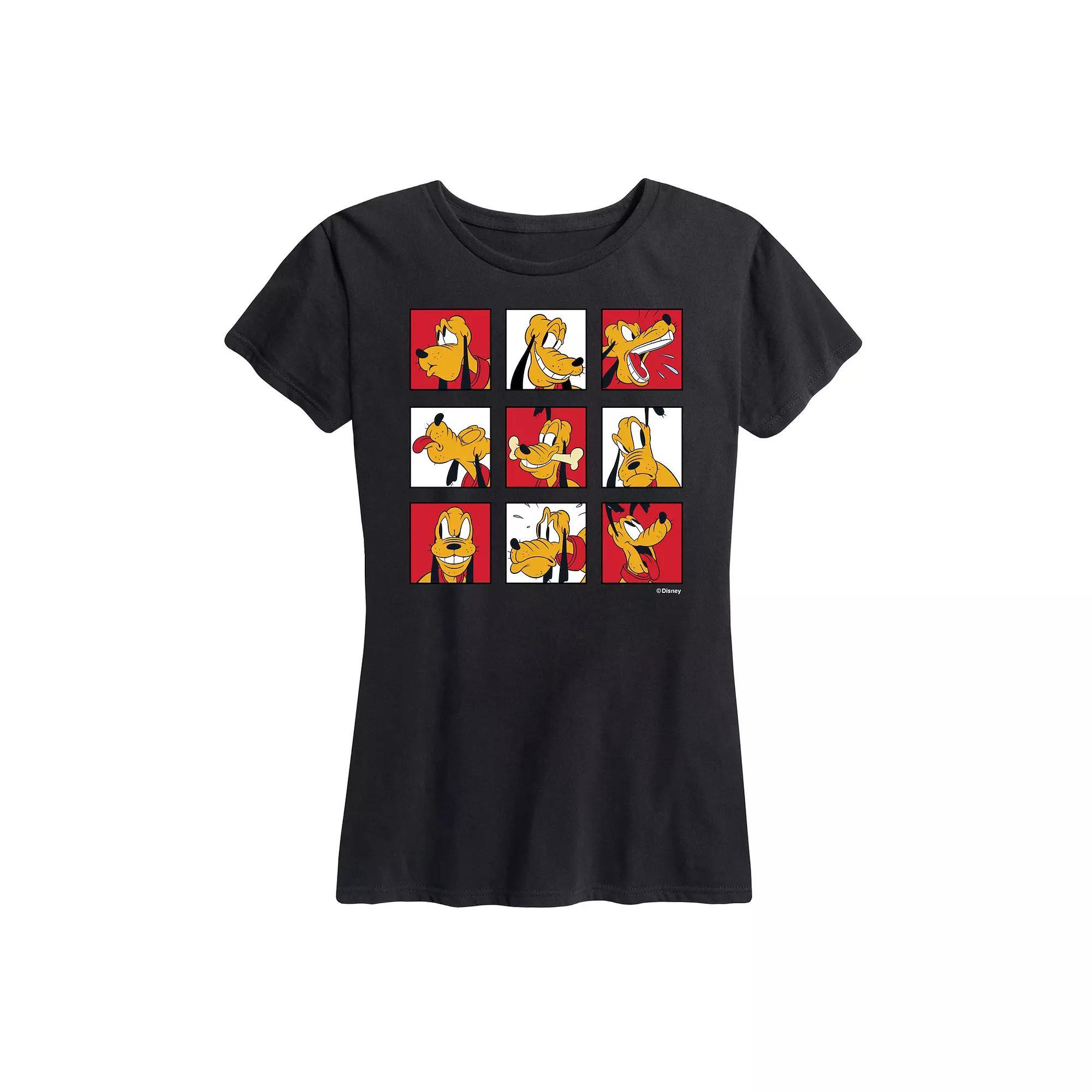 Disney's Pluto Women's Grid Graphic Tee, Size: Medium, Black Product Image