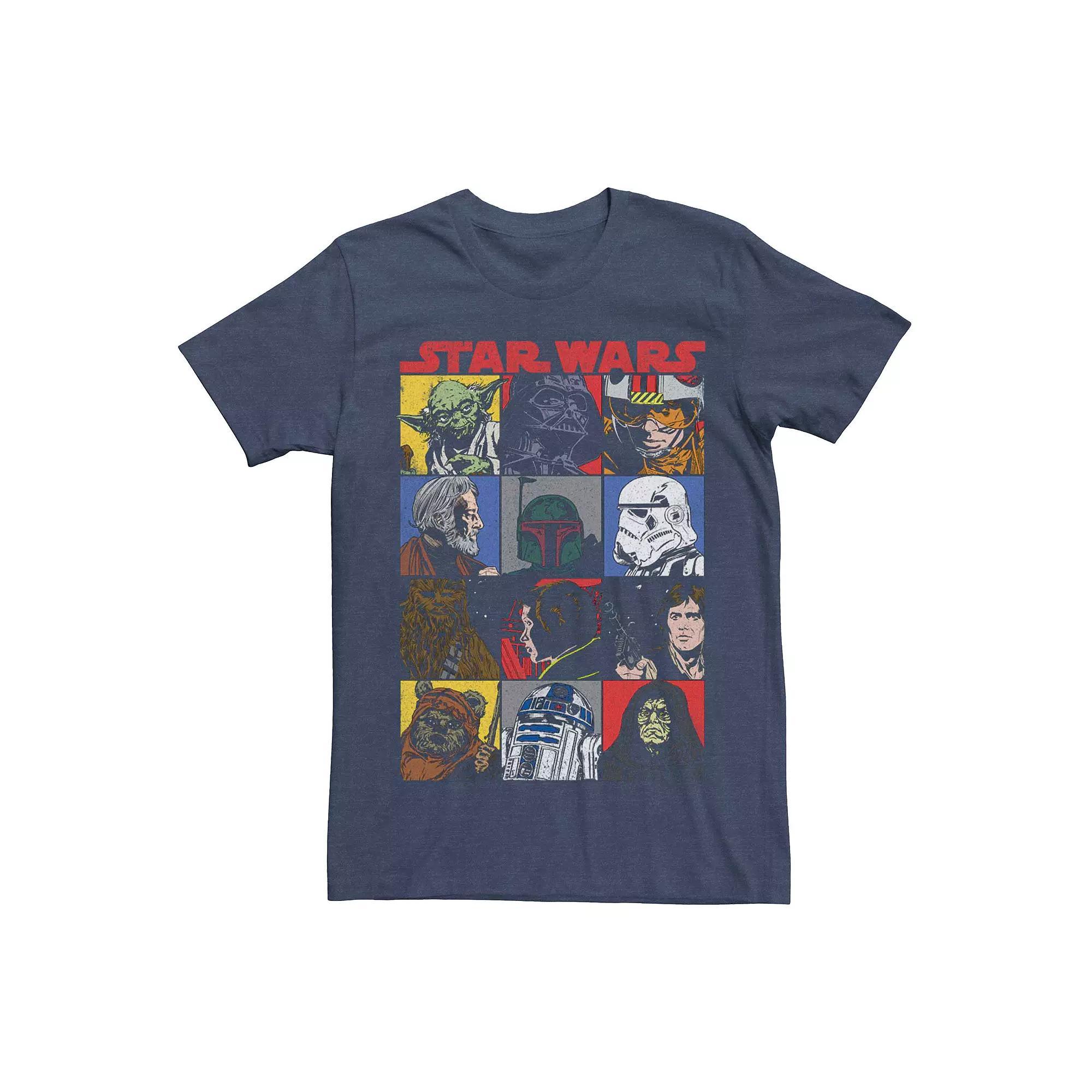 Men's Star Wars Comic Style Group Panels Graphic Tee, Size: Small, Navy Grey Product Image