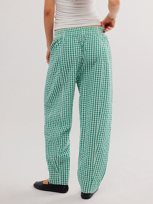 Loose Plaid Pockets Split-Joint Pants Trousers Product Image