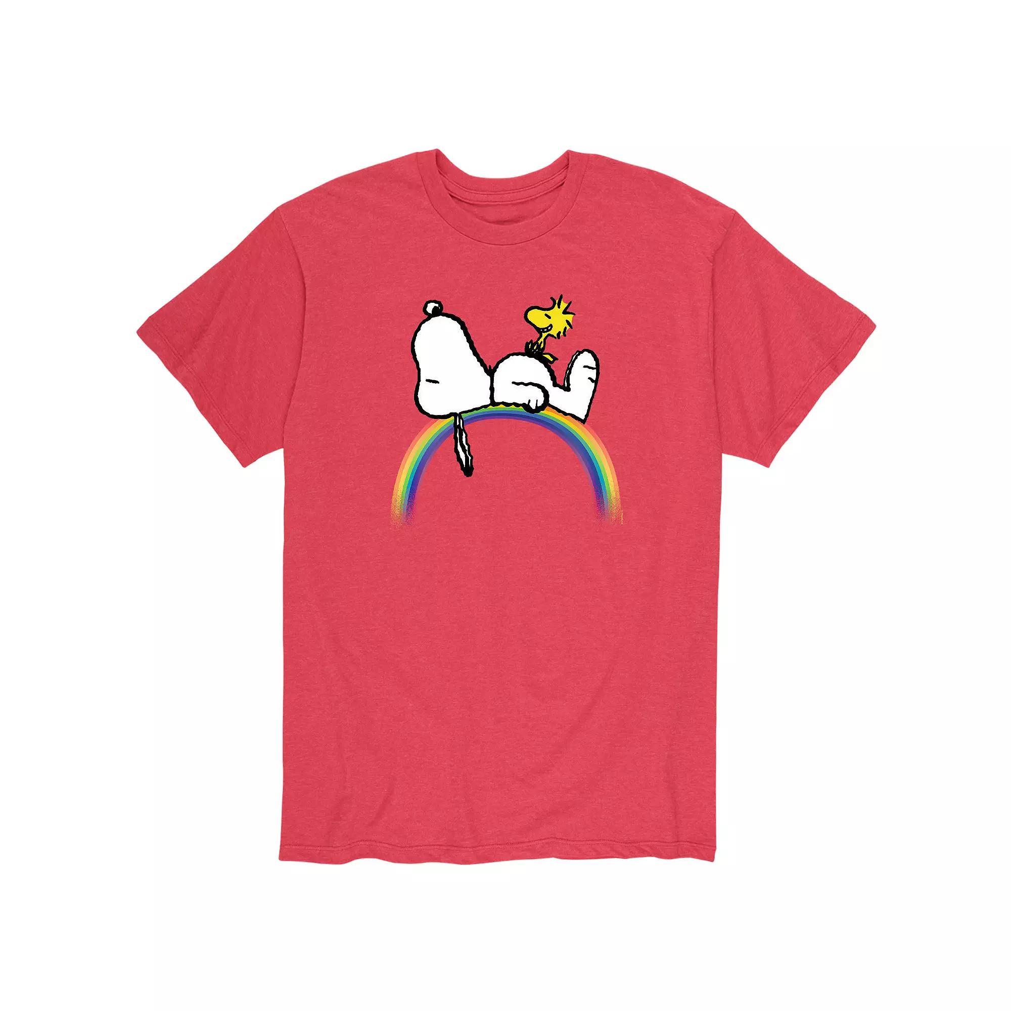 Men's Peanuts Snoopy Rainbow Tee, Size: Large, Red Product Image