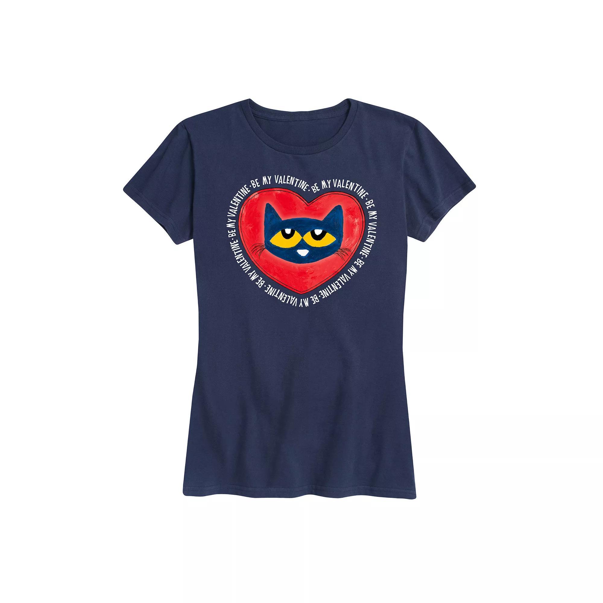 Women's Pete The Cat Be My Valentine Pete Face Graphic Tee,  Product Image