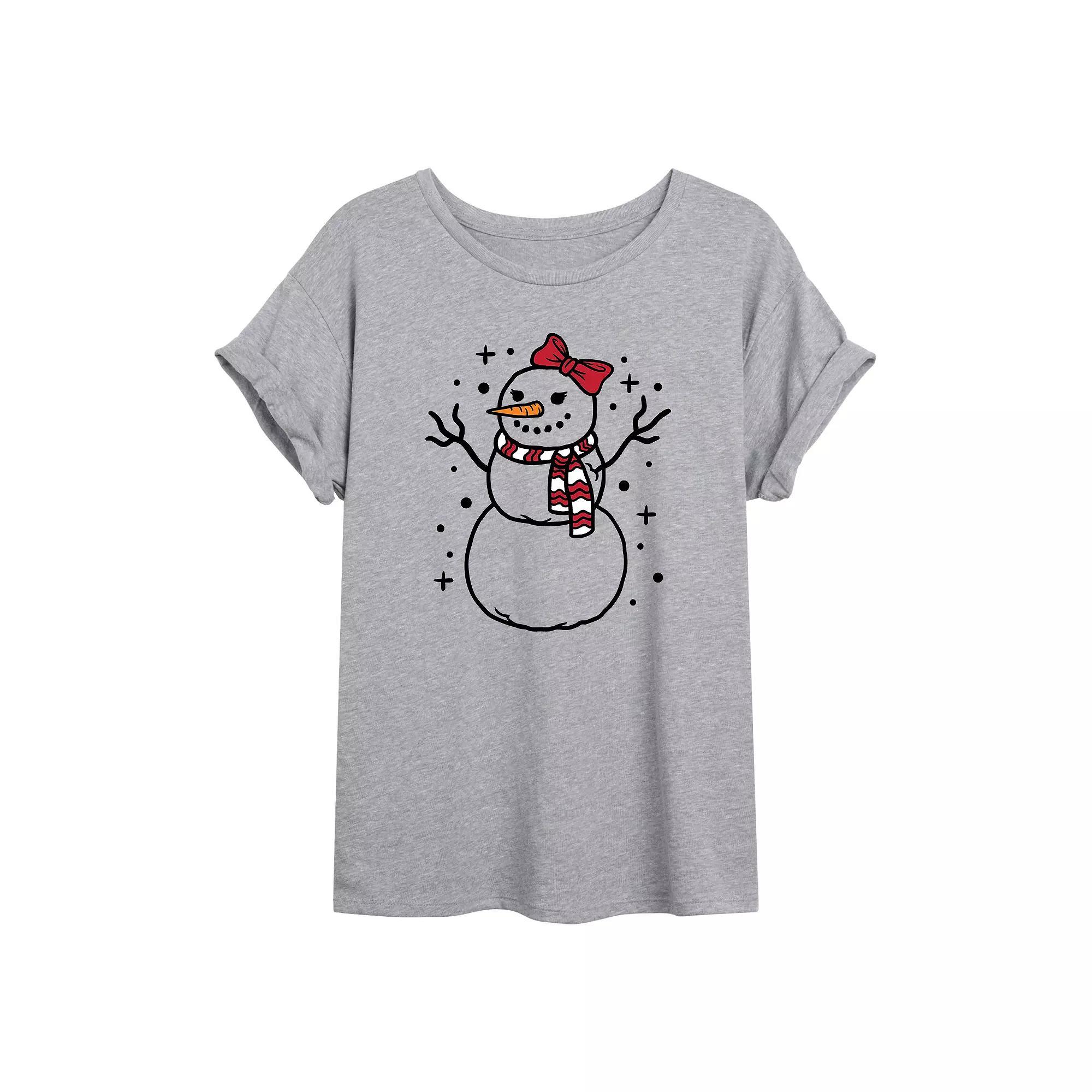 Juniors' Snow Woman Oversized Graphic Tee, Girl's, Size: Medium, Gray Product Image