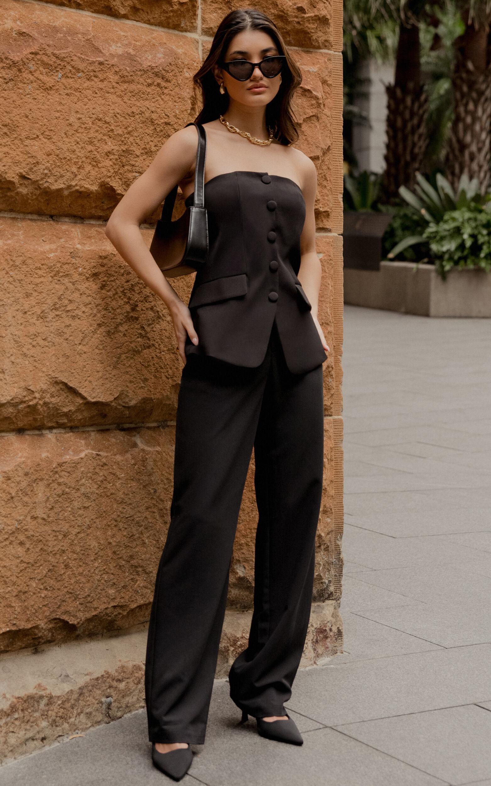 Lorcan Pants - High Waisted Tailored Pants in Black Product Image