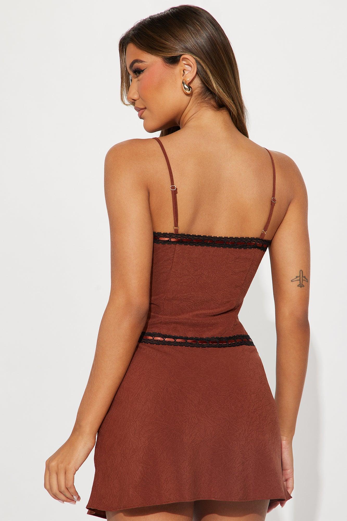 Saidy Mini Dress - Brown Product Image