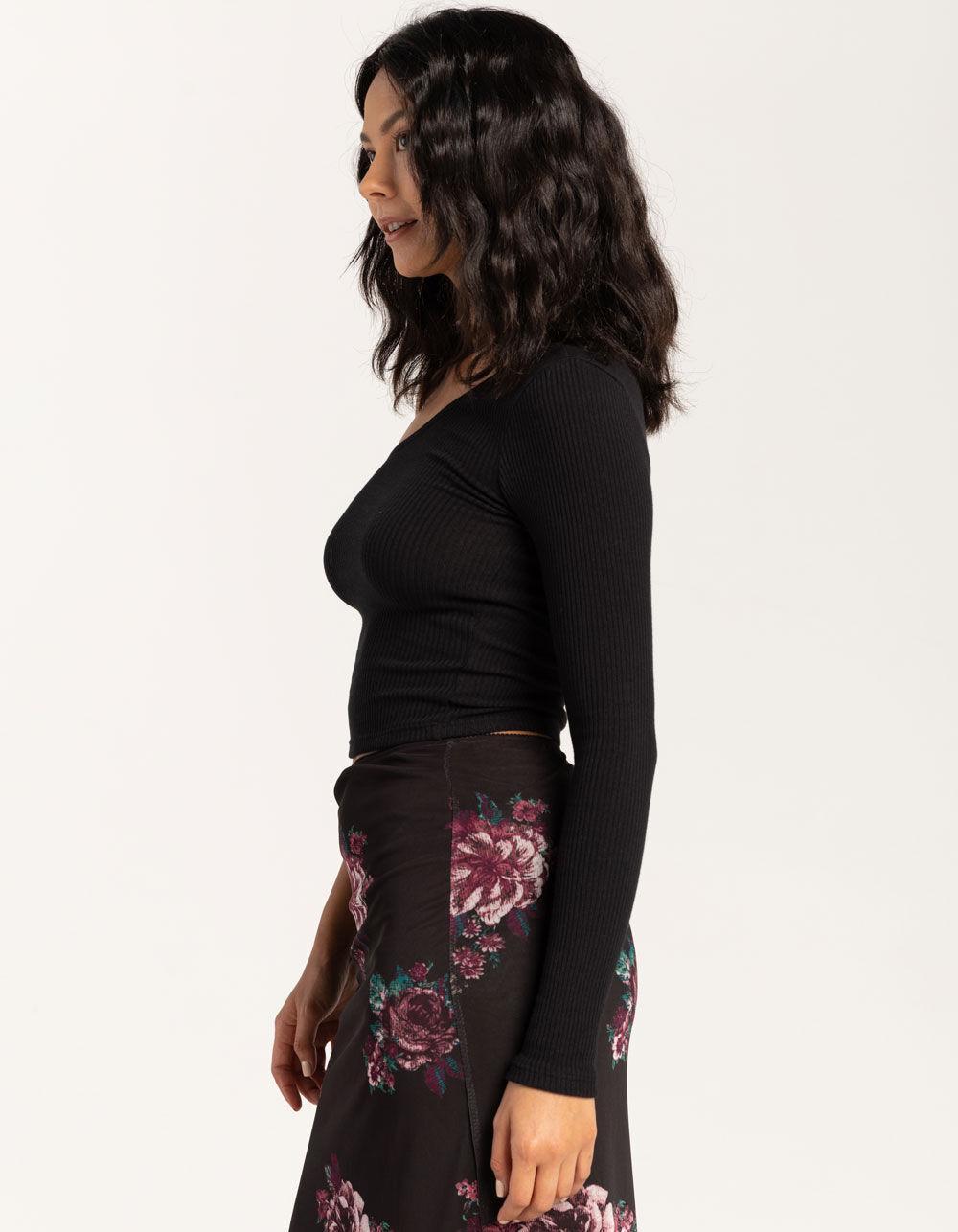 RSQ One Shoulder Long Sleeve Womens Top - LAVENDAR Product Image