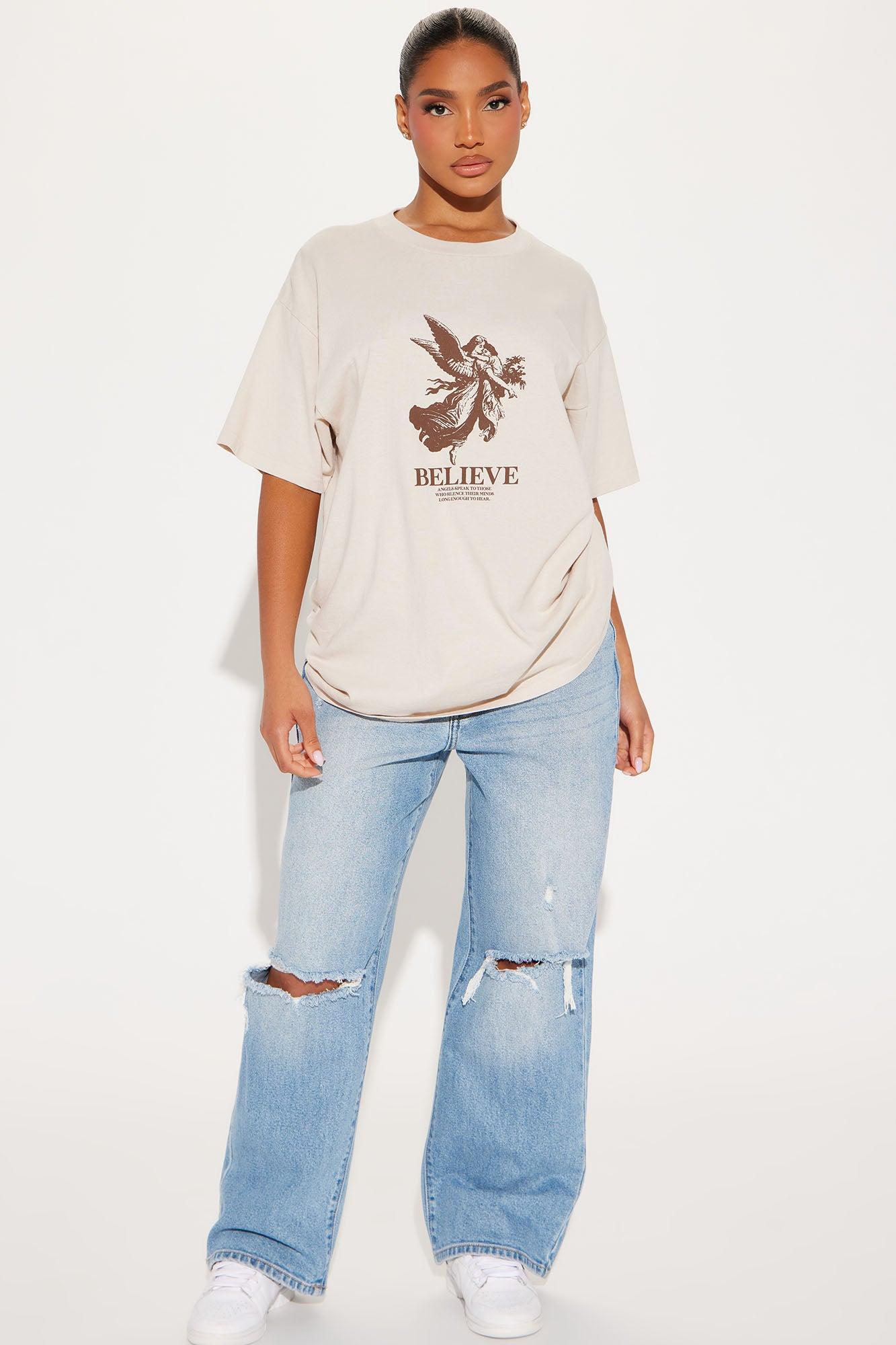 Never Stop Believing Graphic Tee - Taupe/combo Product Image