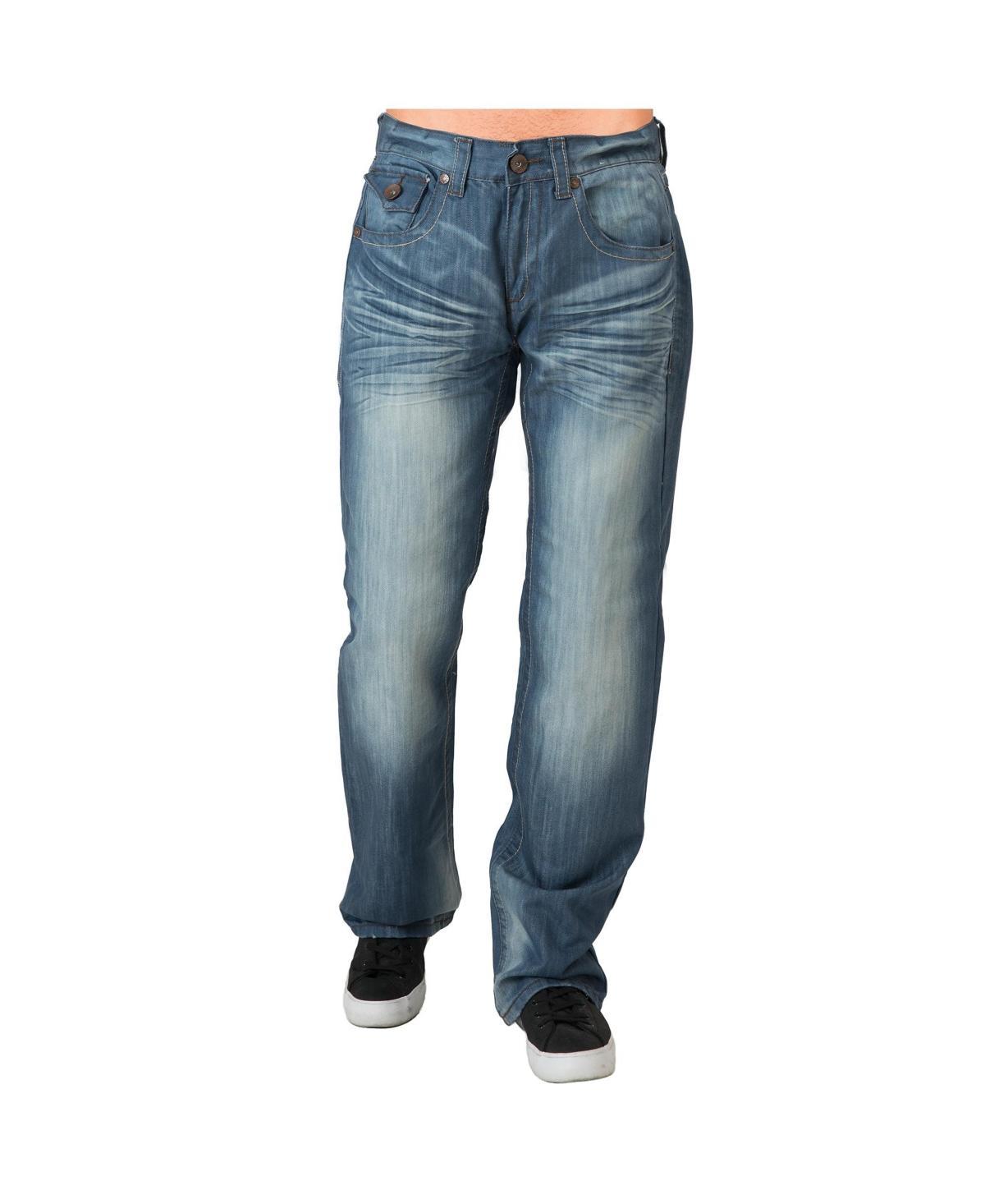 Level 7 Mens Midrise Relaxed Boot cut Premium Denim Jeans Vintage Like Wash Product Image