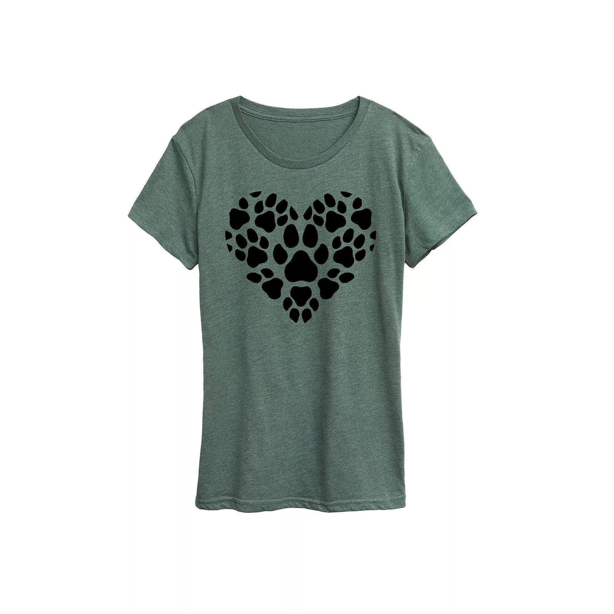 Women's Pawprint Heart Graphic Tee, Girl's,  Product Image