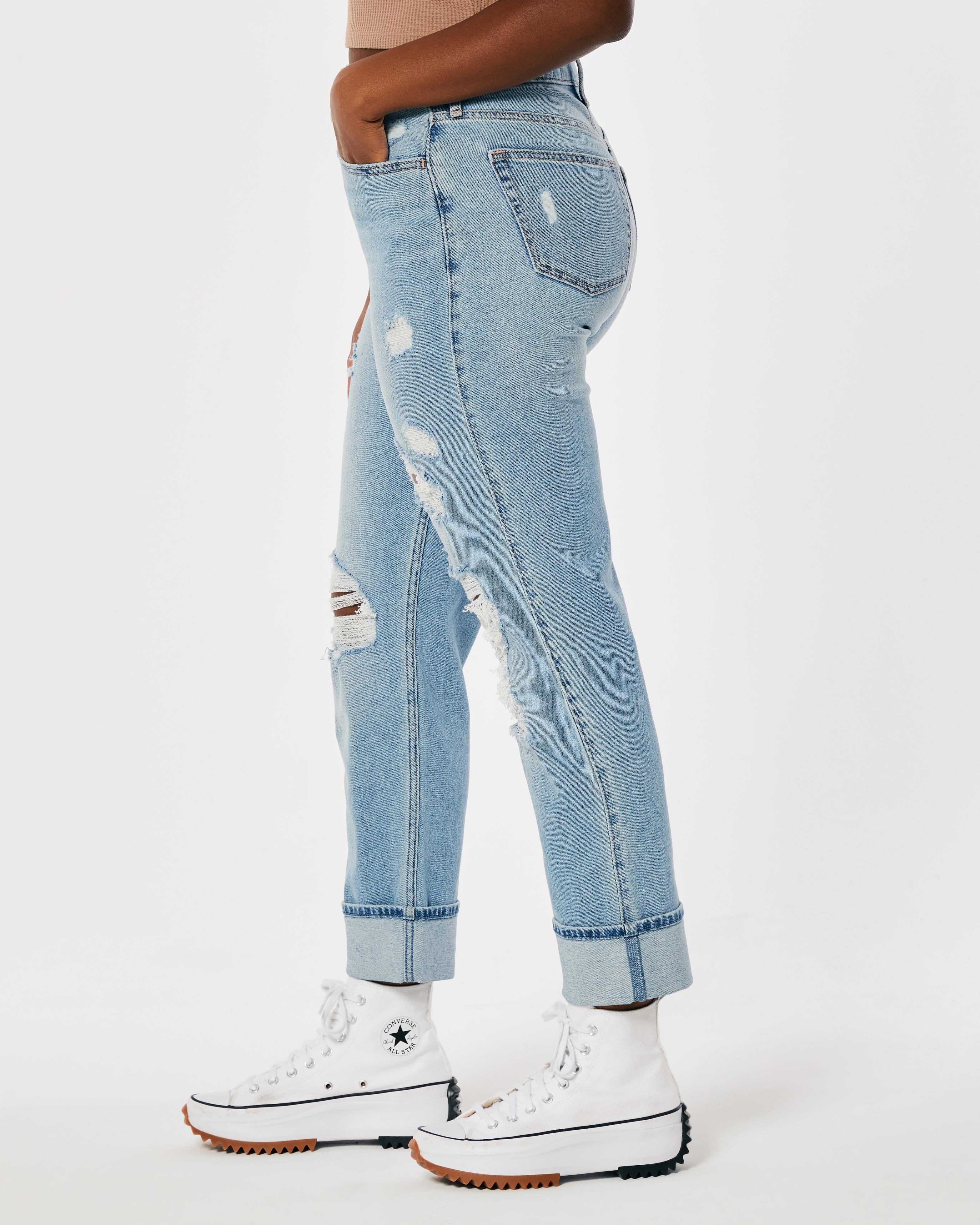 Curvy Ultra High-Rise Ripped Light Wash Vintage Ankle Straight Jeans Product Image