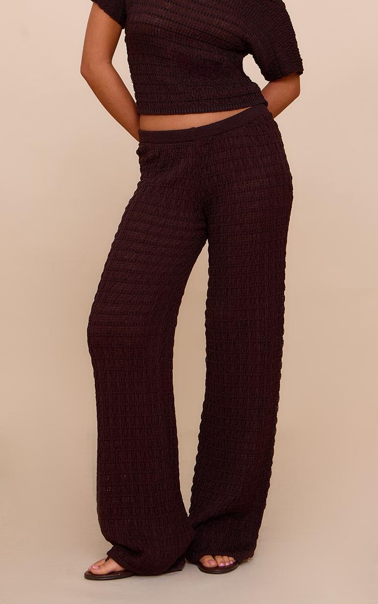 Chocolate Textured Knit Pant Product Image